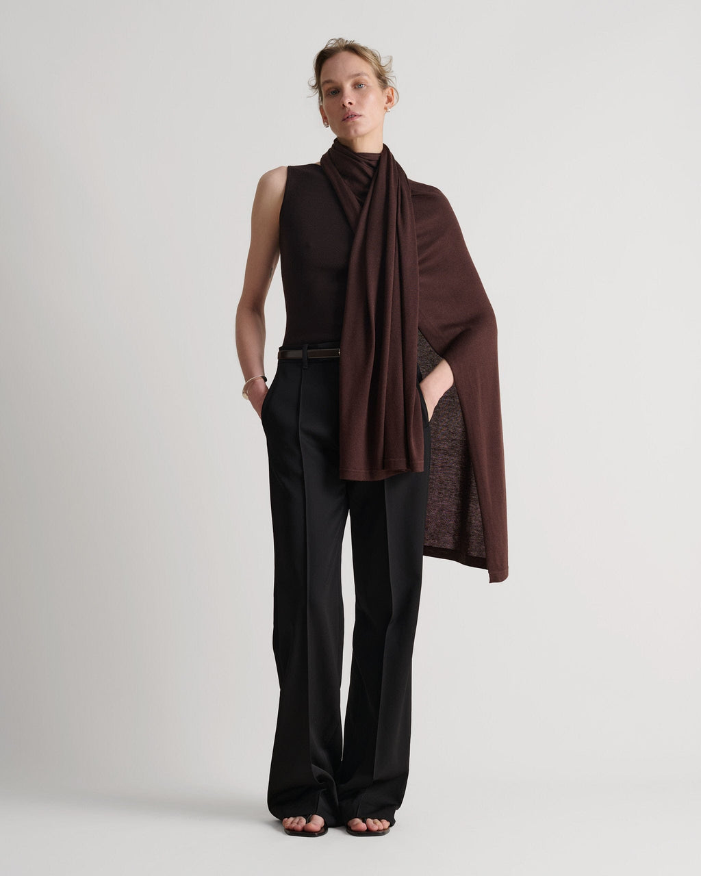 Oversized Silk Cashmere Wrap Umber