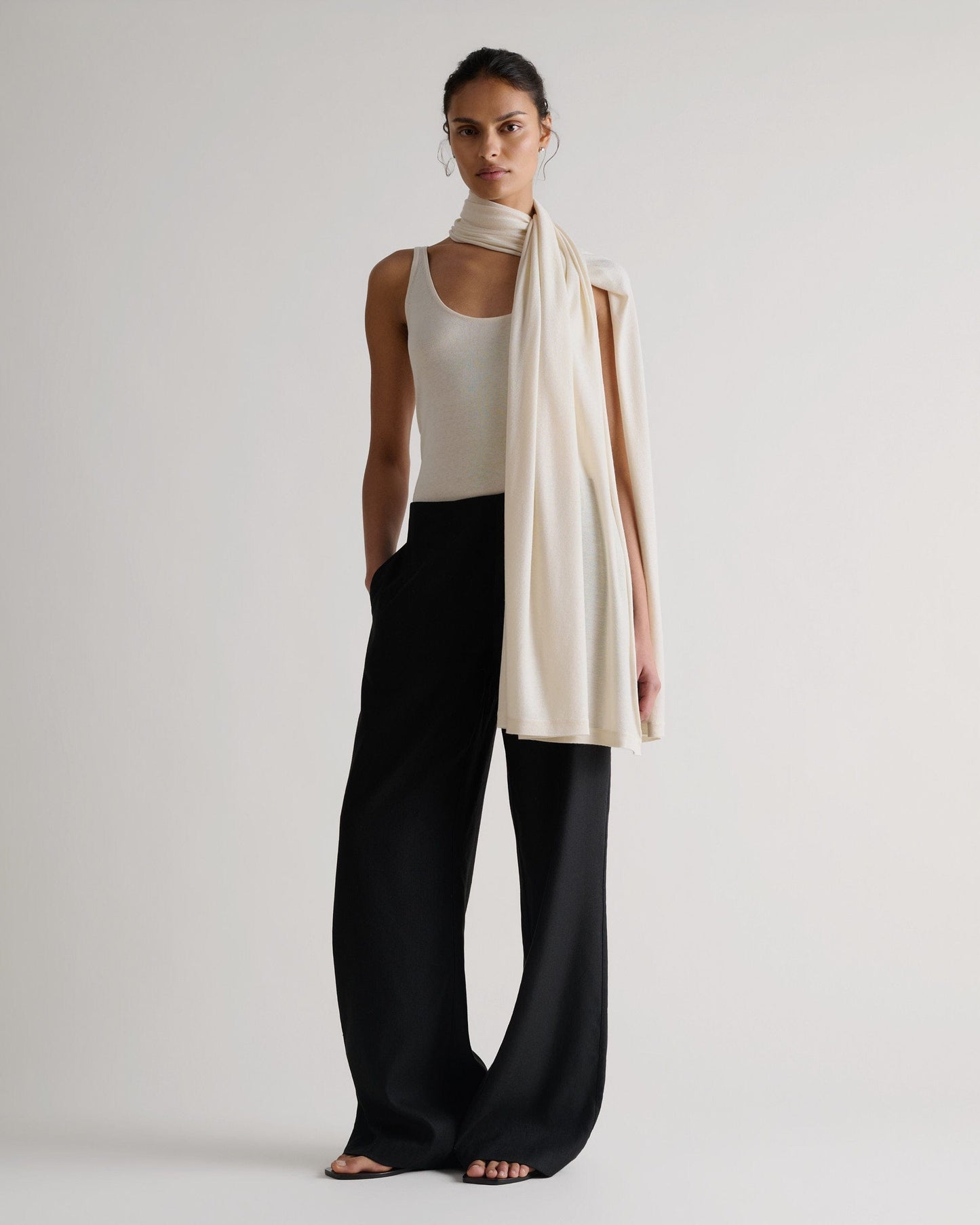 Oversized Silk-Cashmere Wrap - Buttermilk