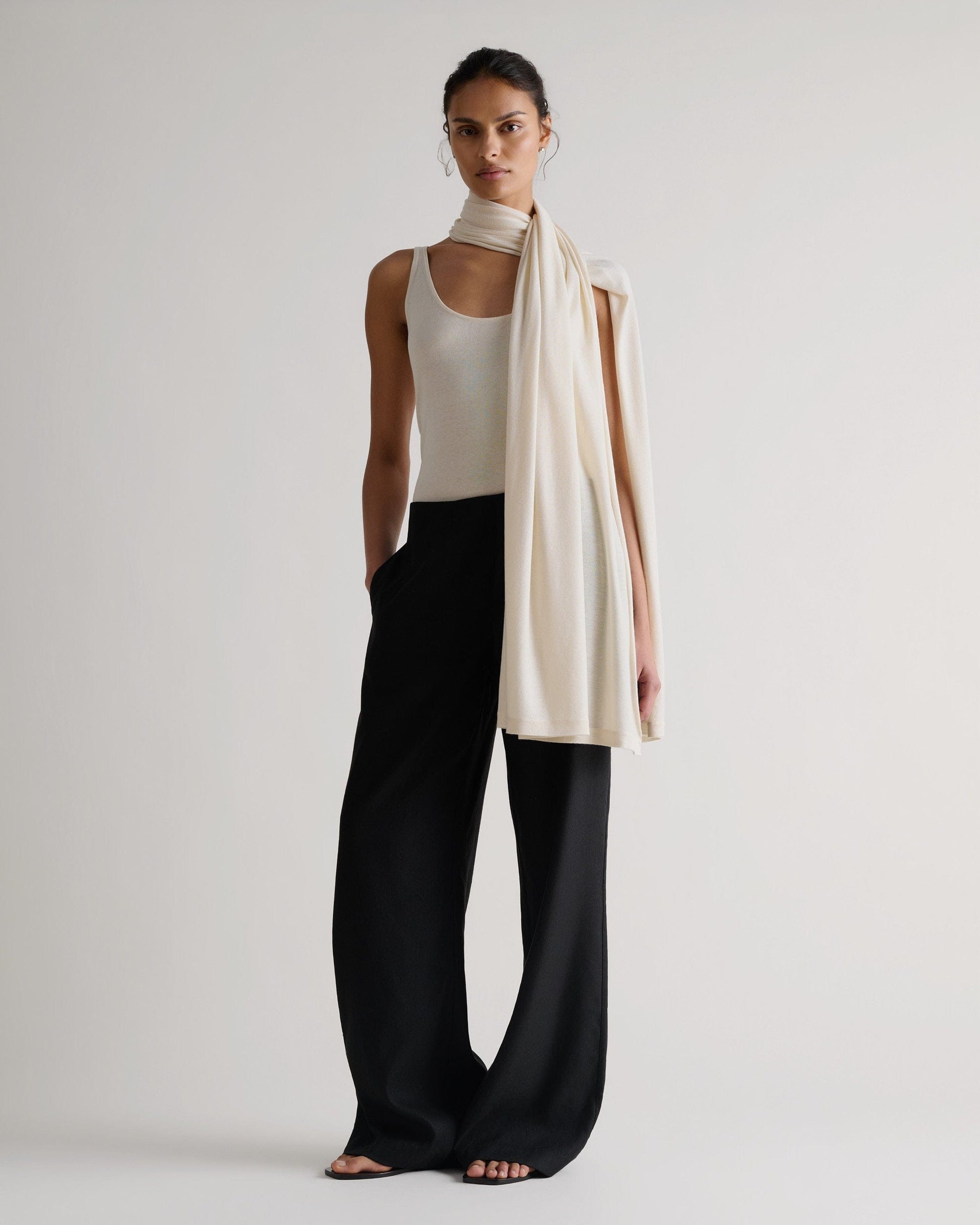 Oversized Silk-Cashmere Wrap - Buttermilk