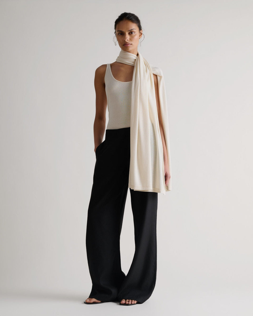 Oversized Silk-Cashmere Wrap - Buttermilk