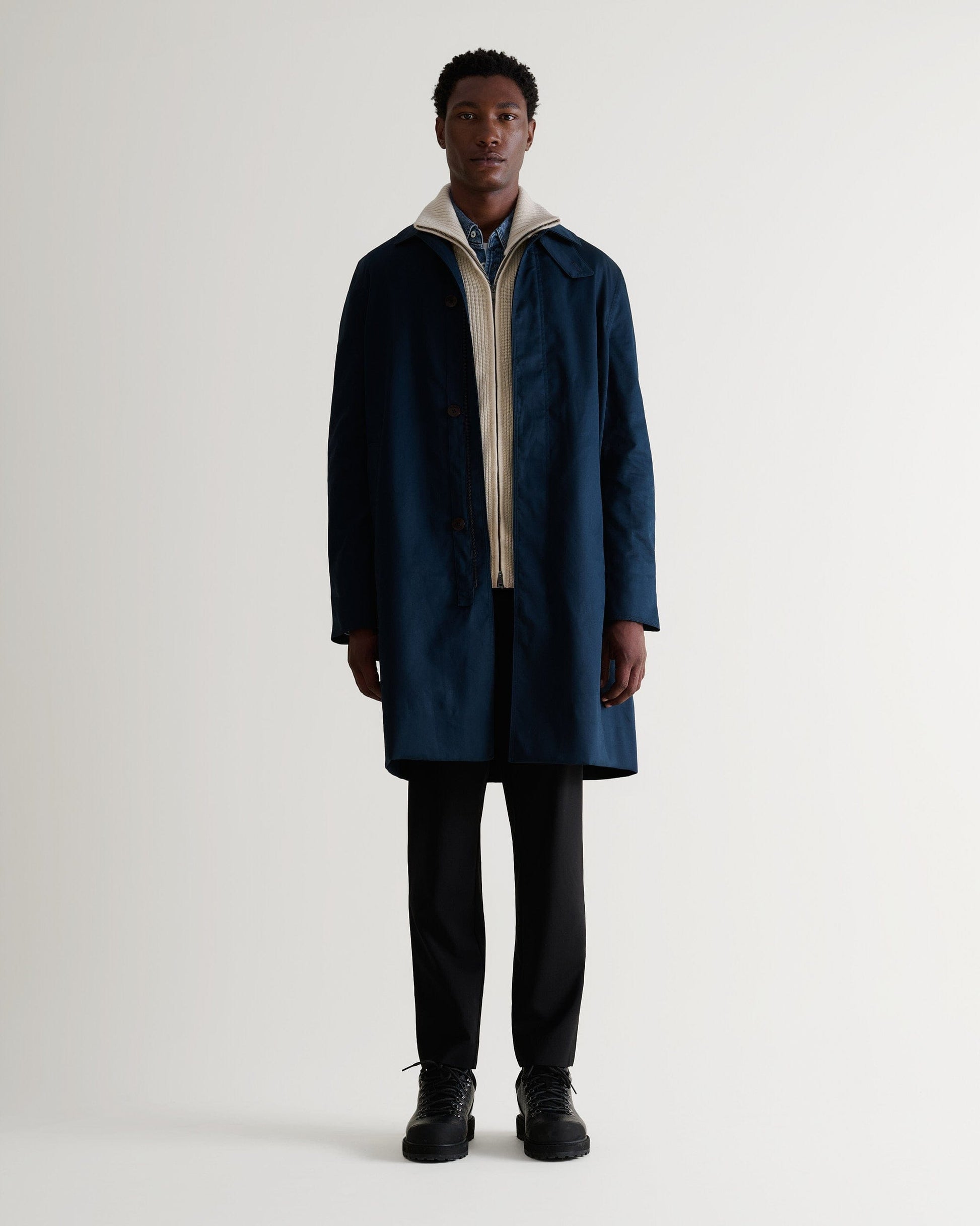 Men's Showerproof Rain Mac Navy – Rise Fall - Main Image