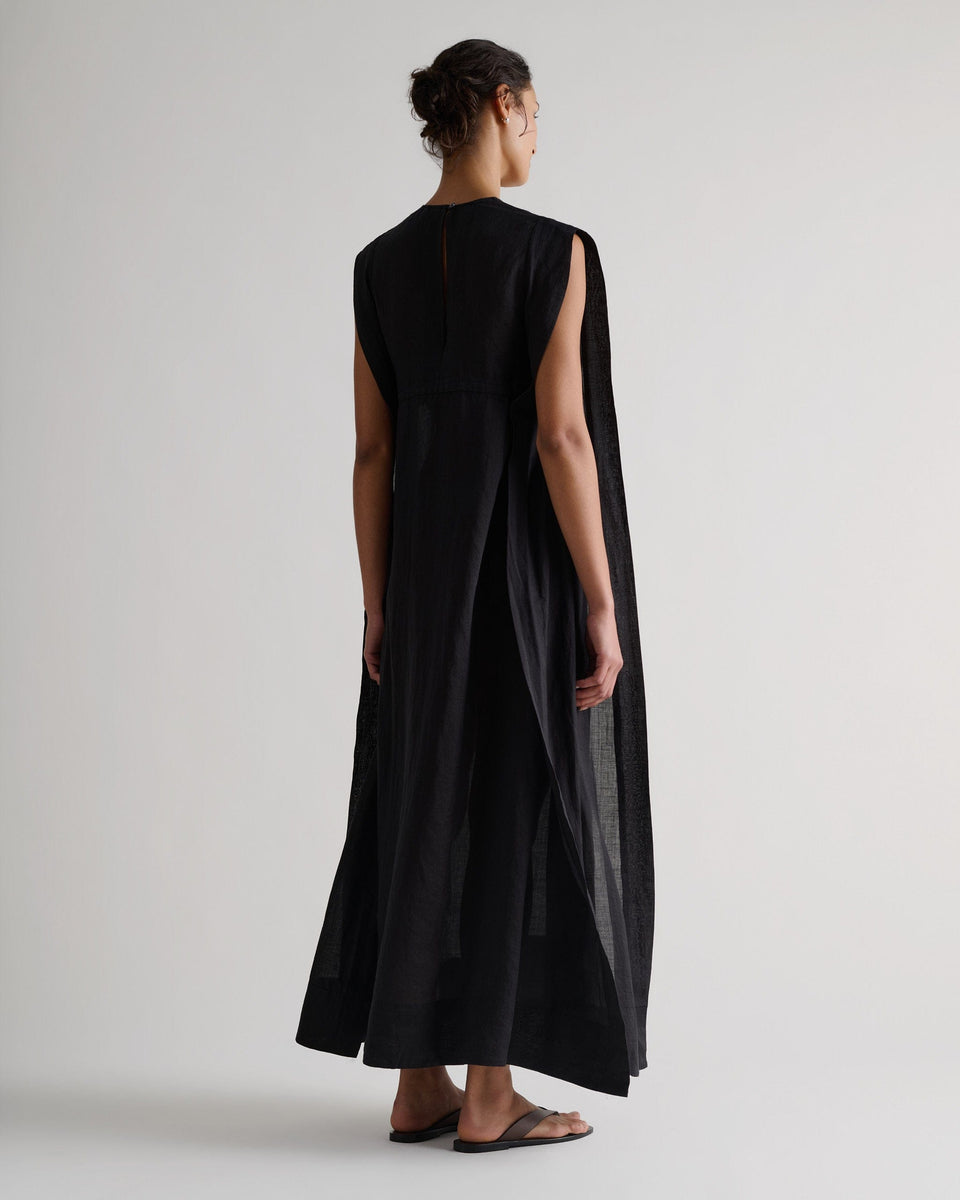 Women's Ramie Gauze Aegean Dress - Black