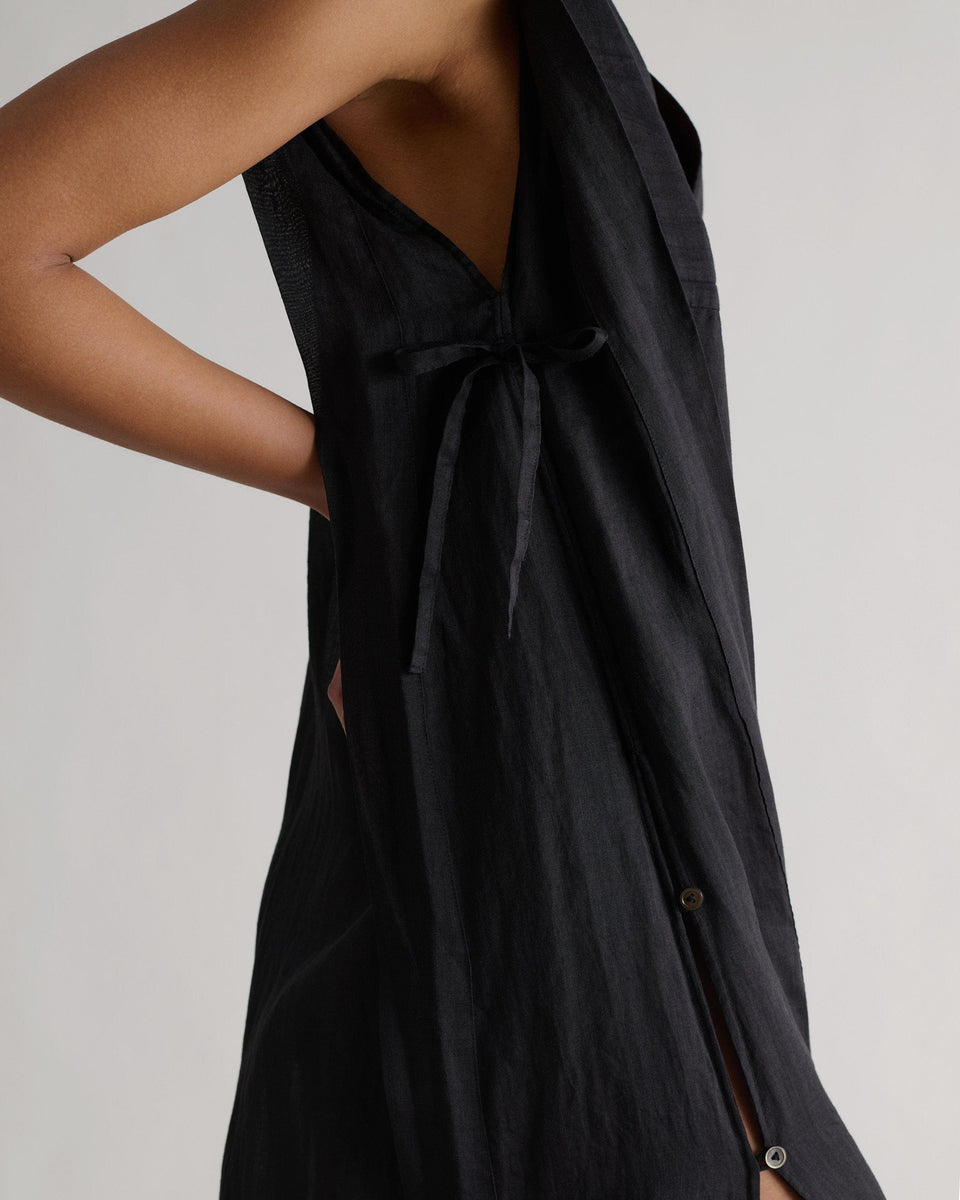 Women's Ramie Gauze Aegean Dress - Black