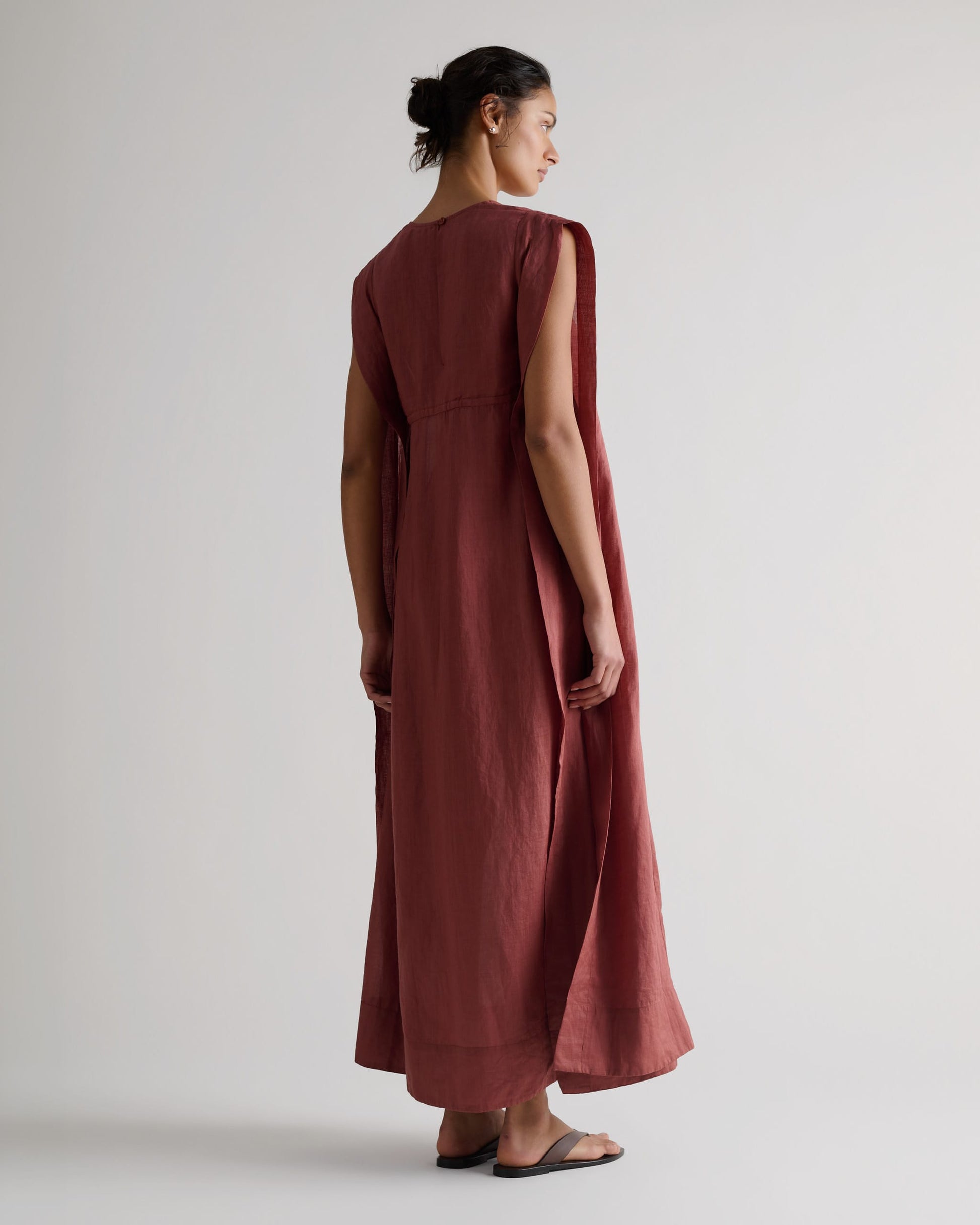 Women's Ramie Gauze Aegean Dress - Deep Clay