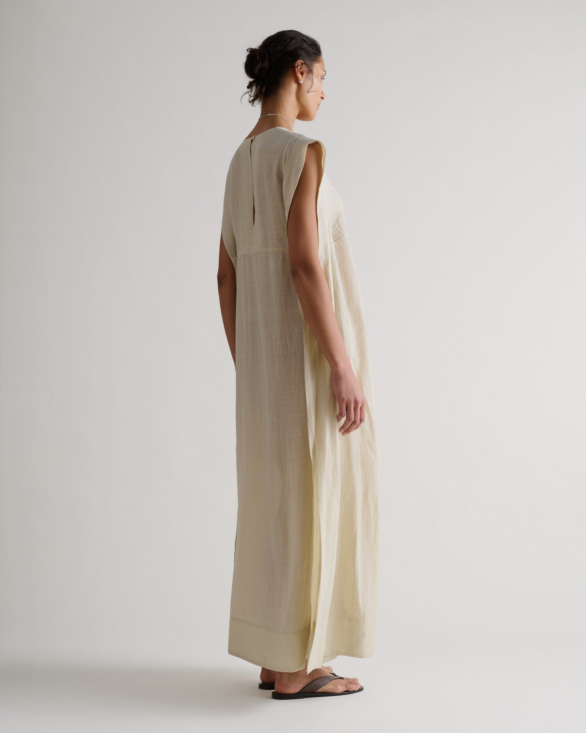 Women's Ramie Gauze Aegean Dress - Shell