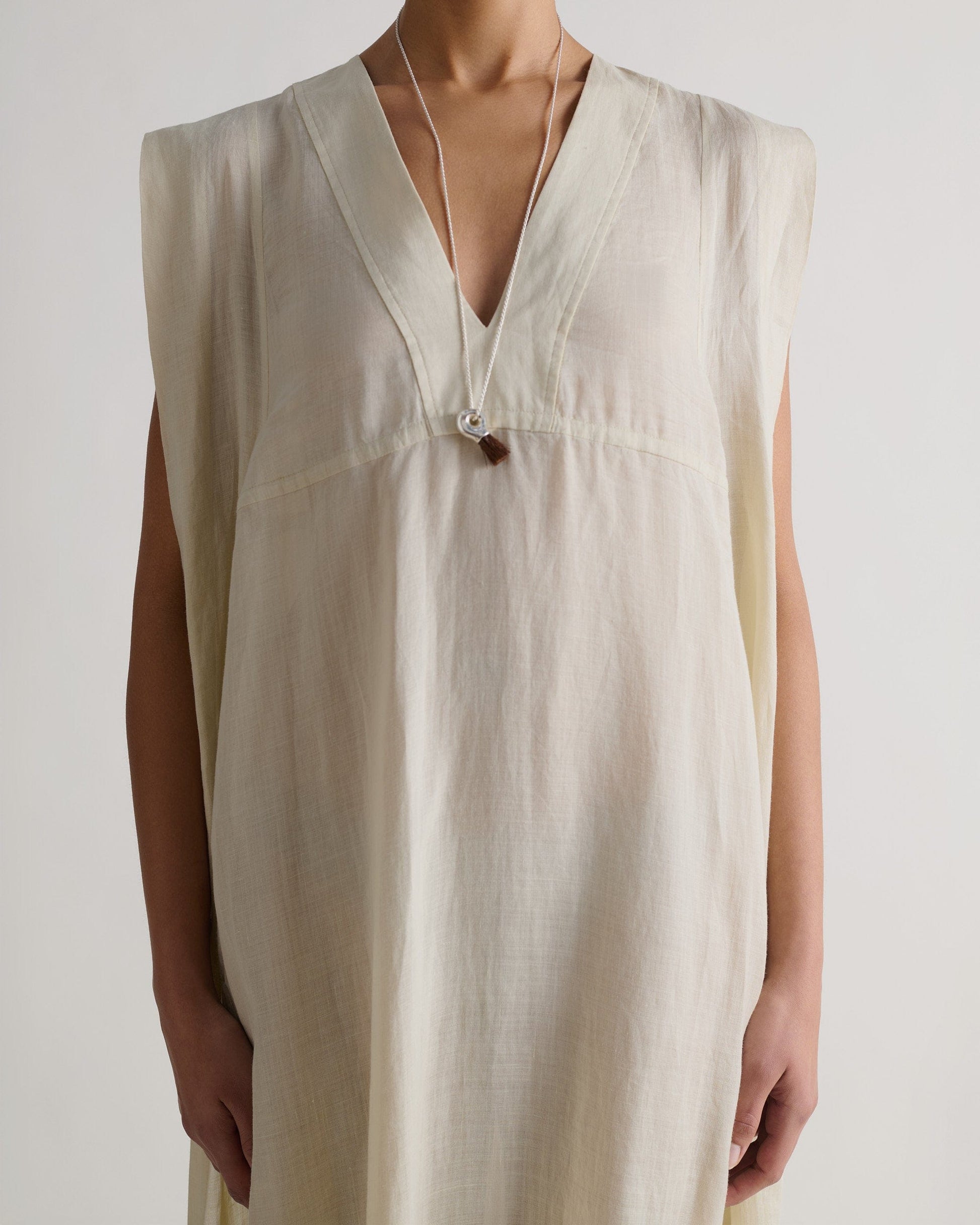 Women's Ramie Gauze Aegean Dress - Shell