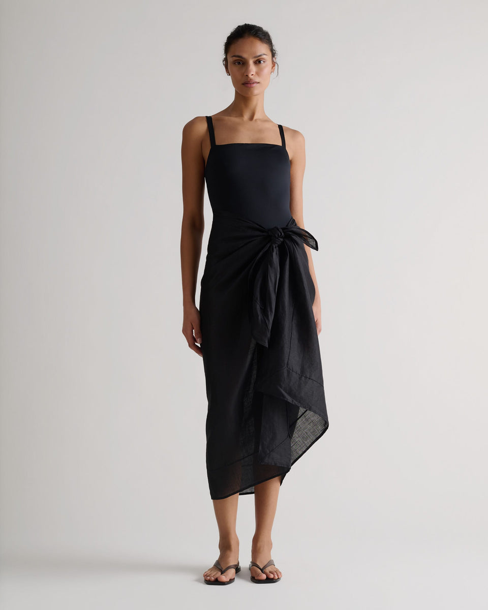 Women's Ramie Pareo Wrap - Black