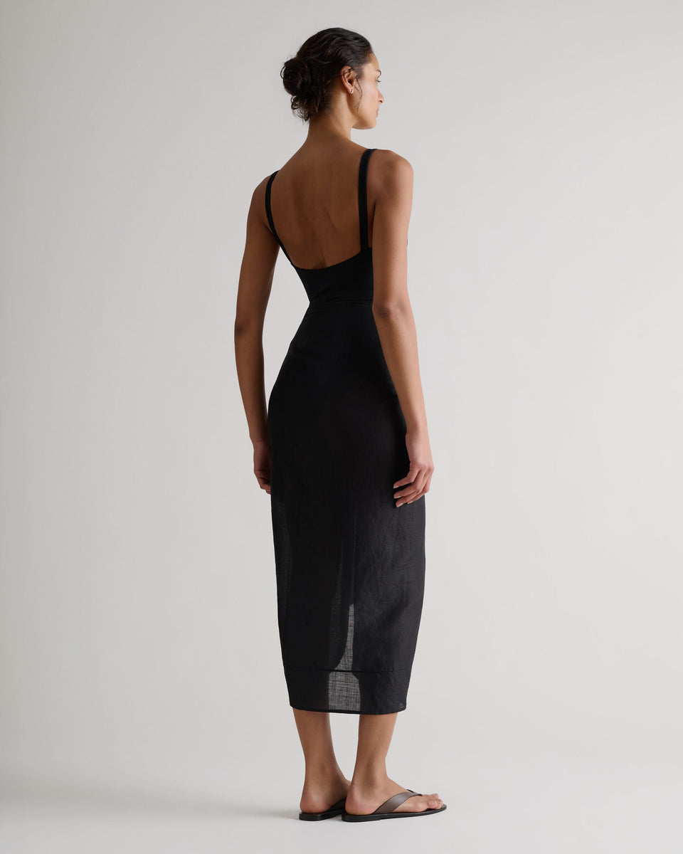 Women's Ramie Pareo Wrap - Black