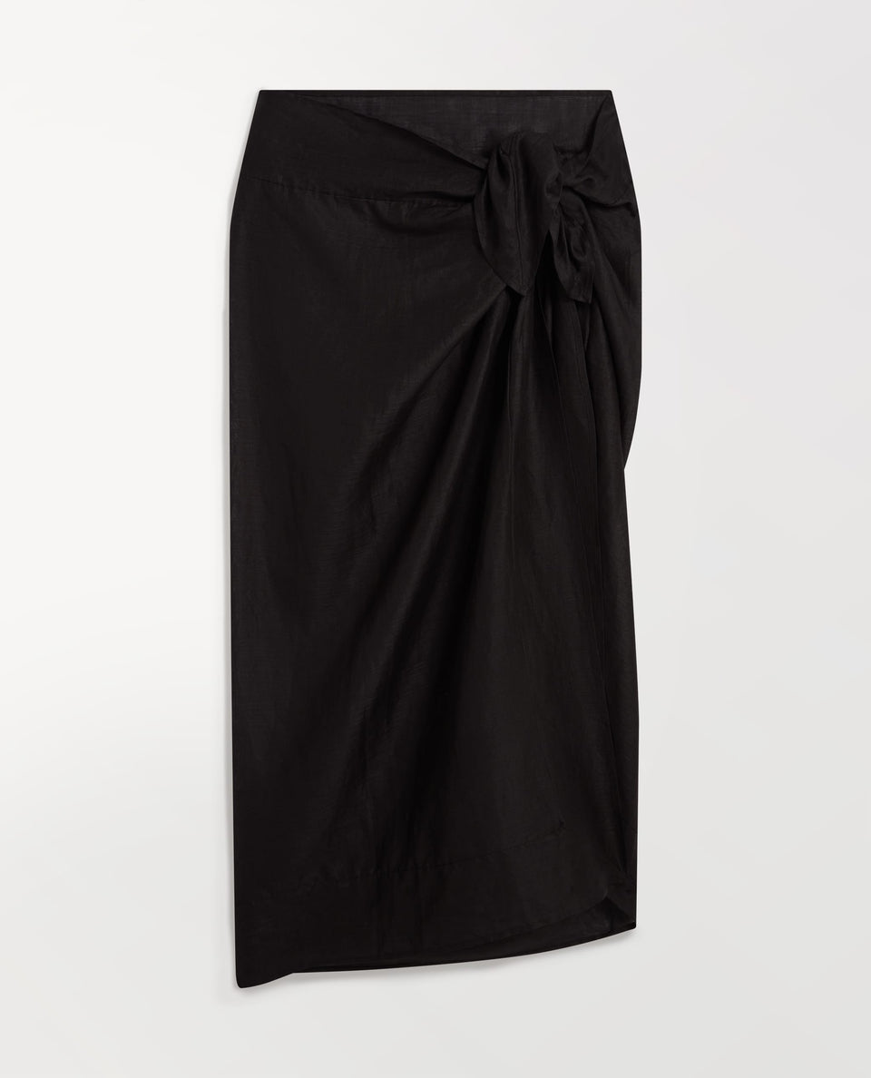 Women's Ramie Pareo Wrap - Black