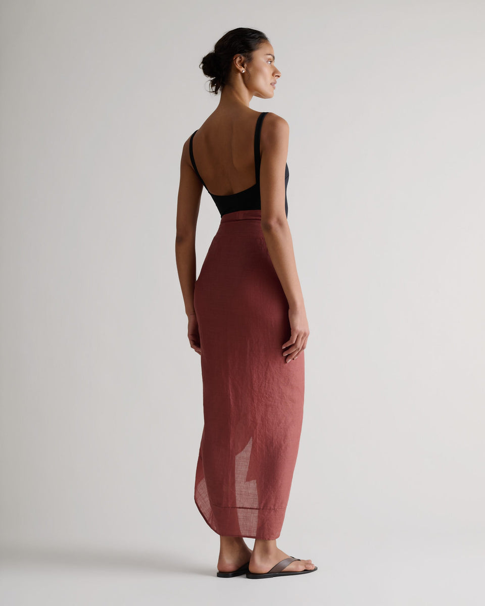 Women's Ramie Pareo Wrap - Deep Clay