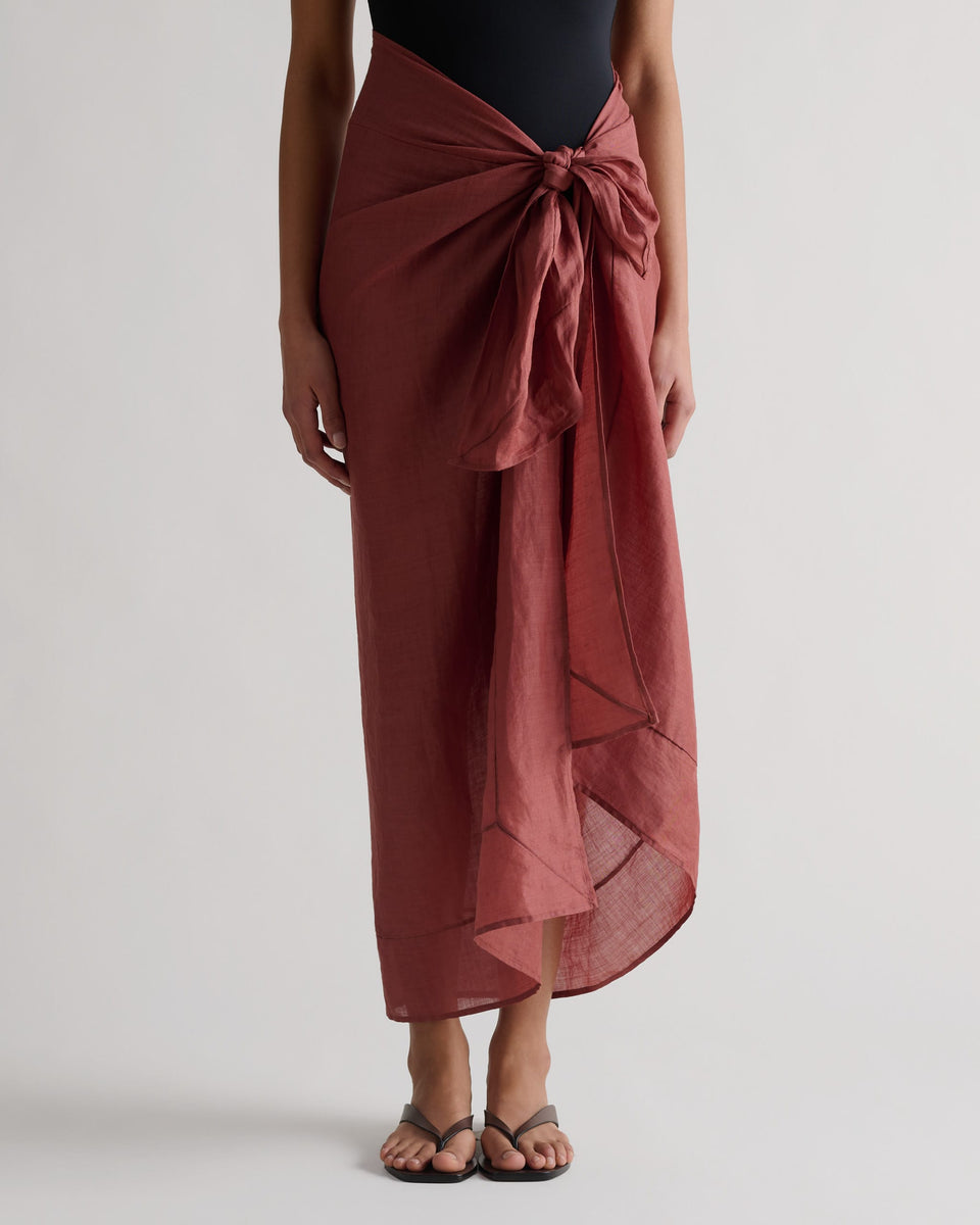 Women's Ramie Pareo Wrap - Deep Clay