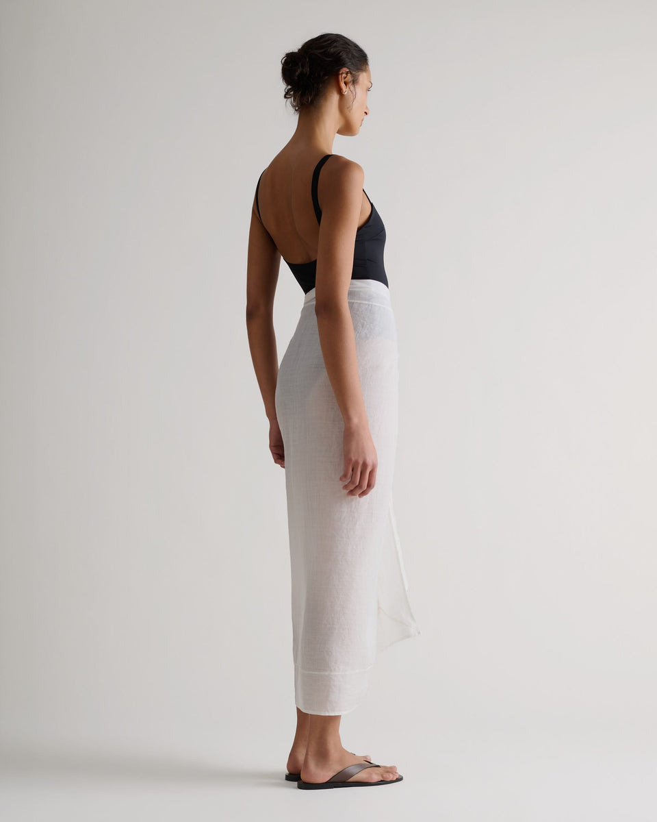 Women's Ramie Pareo Wrap - White