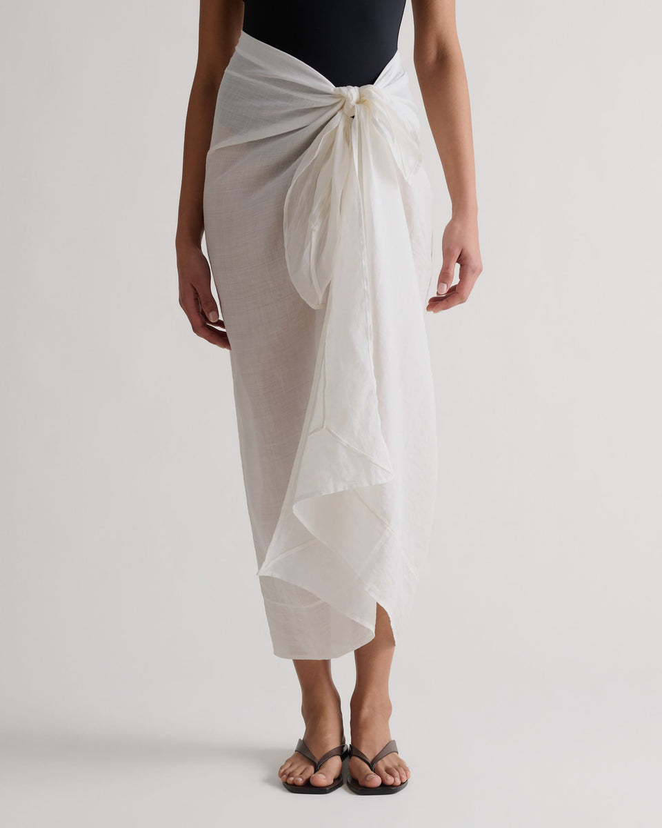 Women's Ramie Pareo Wrap - White