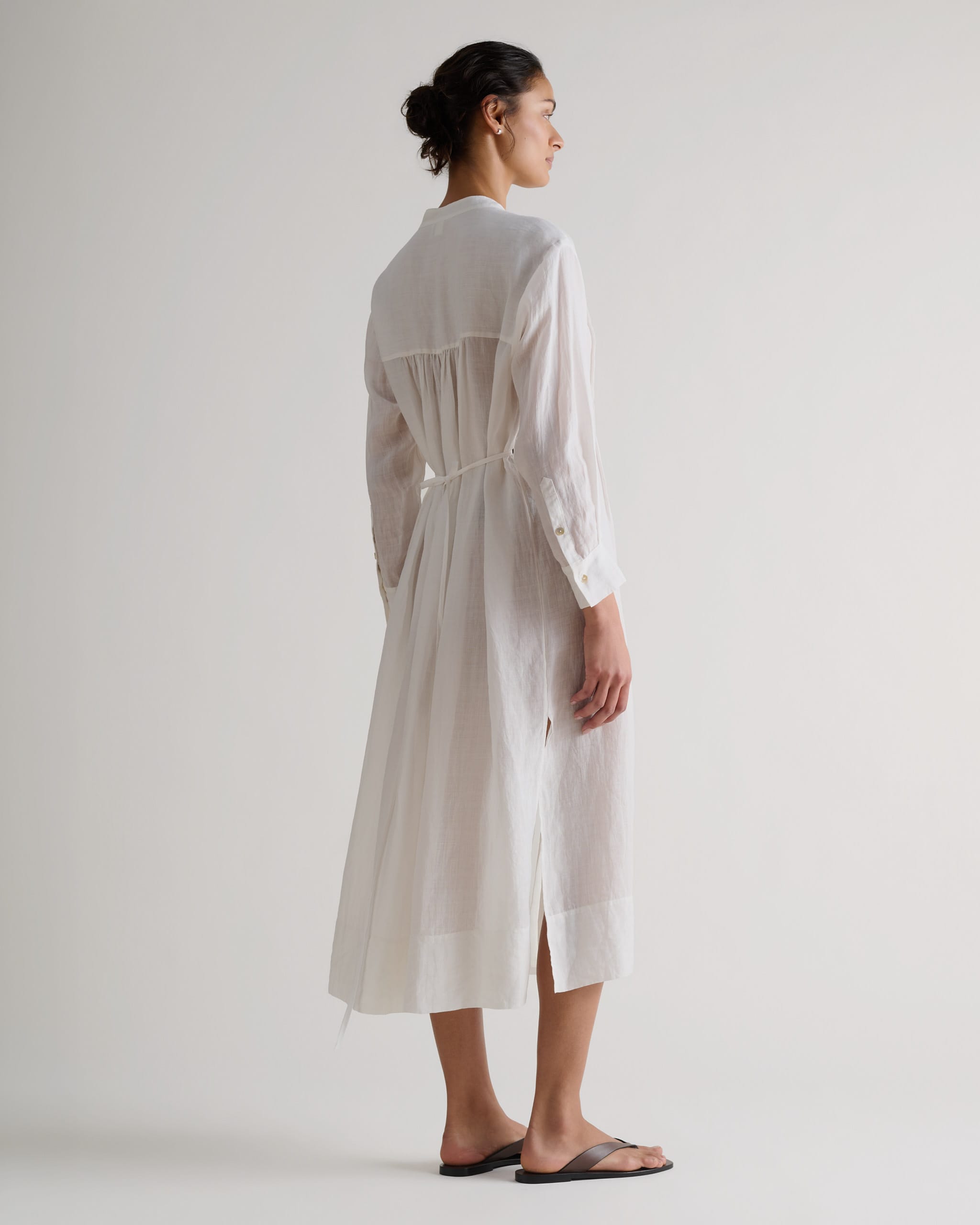 Women's Ramie Pintuck Pleat Shirt Dress | Rise & Fall