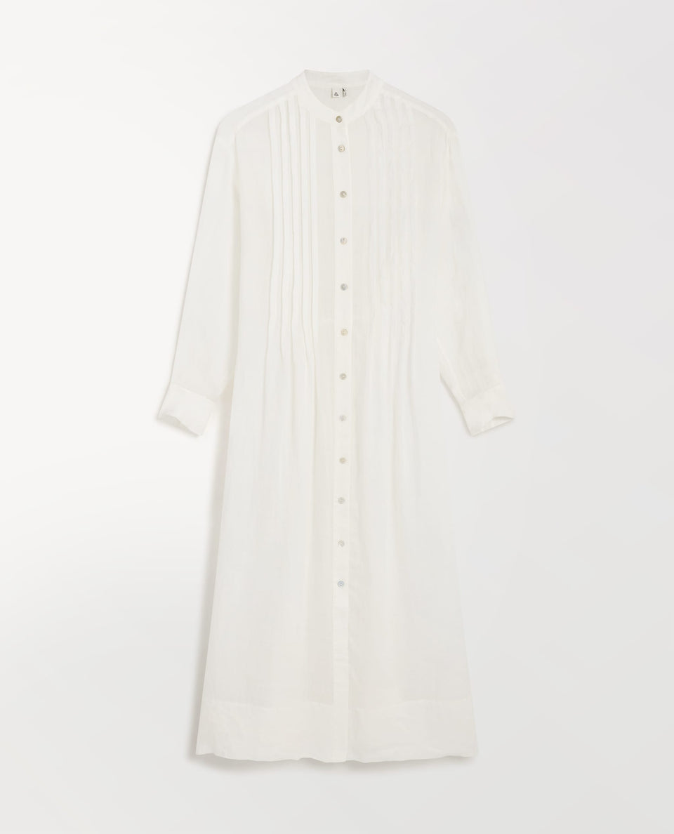 Women's Ramie Pintuck Pleat Shirt Dress