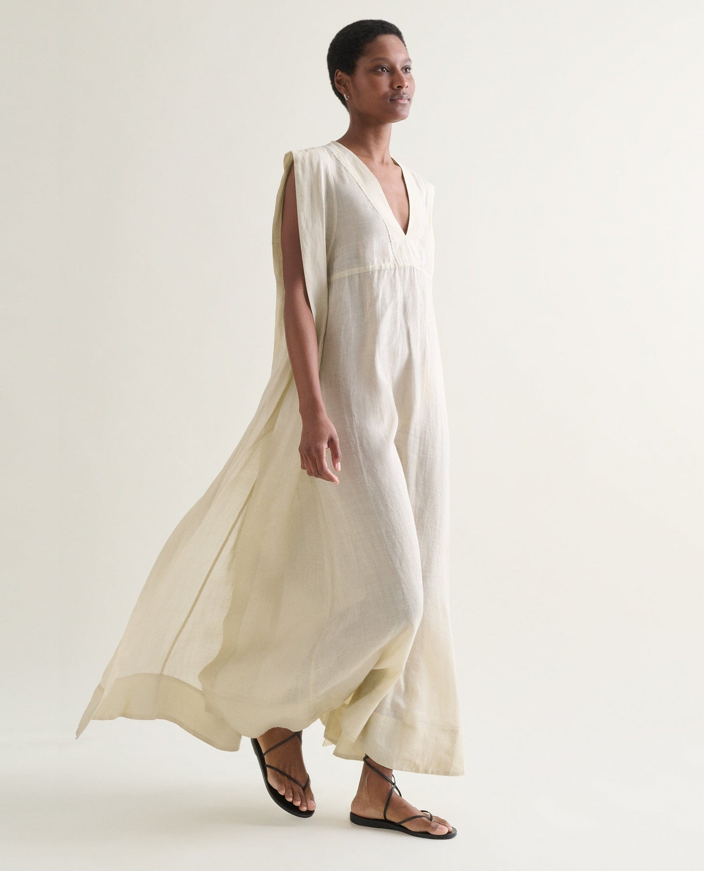 Women's Ramie Gauze Aegean Dress - Shell