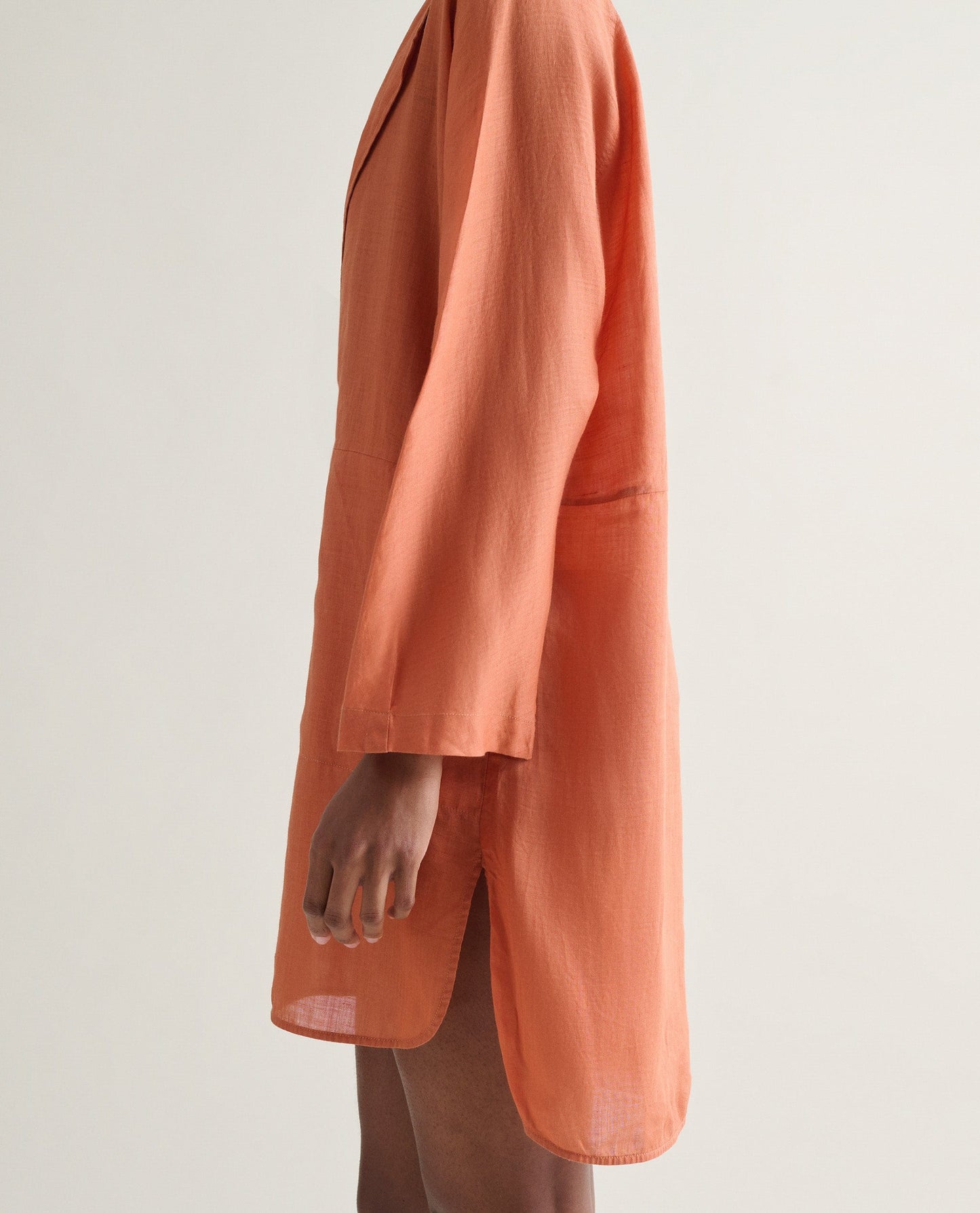 Women's Ramie Gauze Tunic Dress - Rust