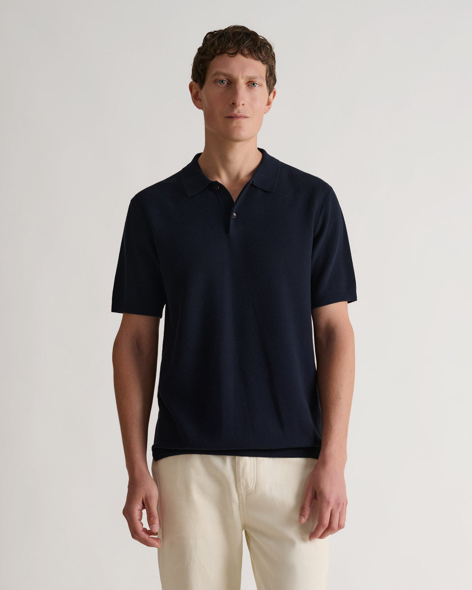 Men's Cotton Twist Pique Polo - Indigo