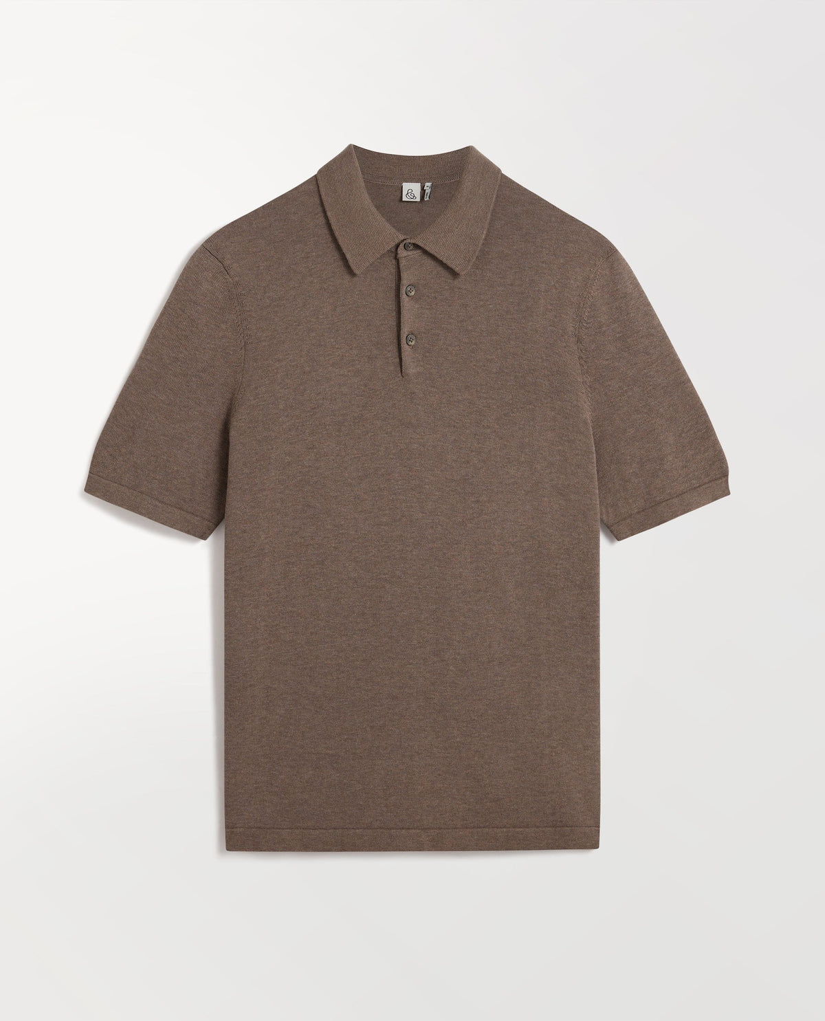 Men's Silk-Cotton Fine Knit Polo - Mole