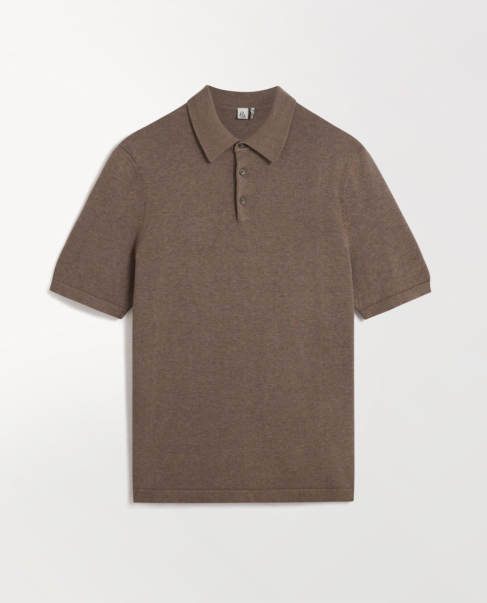 Men's Silk-Cotton Fine Knit Polo - Mole