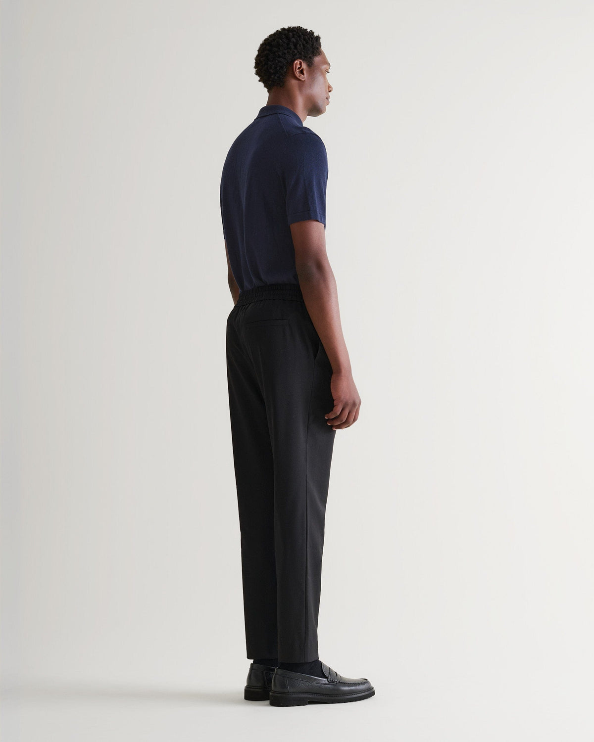 Men's Silk-Cotton Fine Knit Polo - Navy