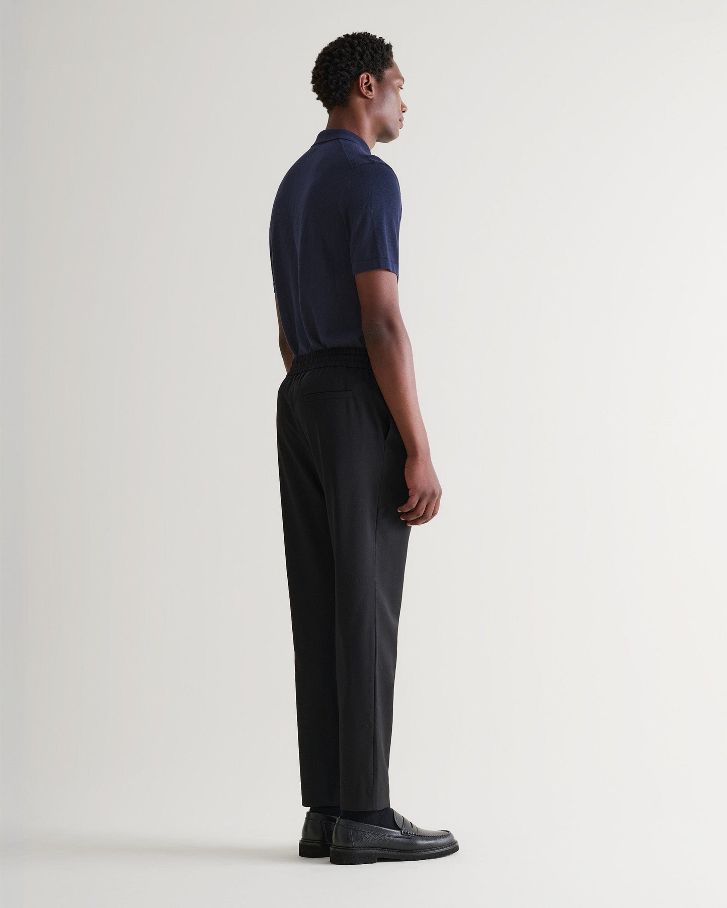 Men's Silk-Cotton Fine Knit Polo - Navy