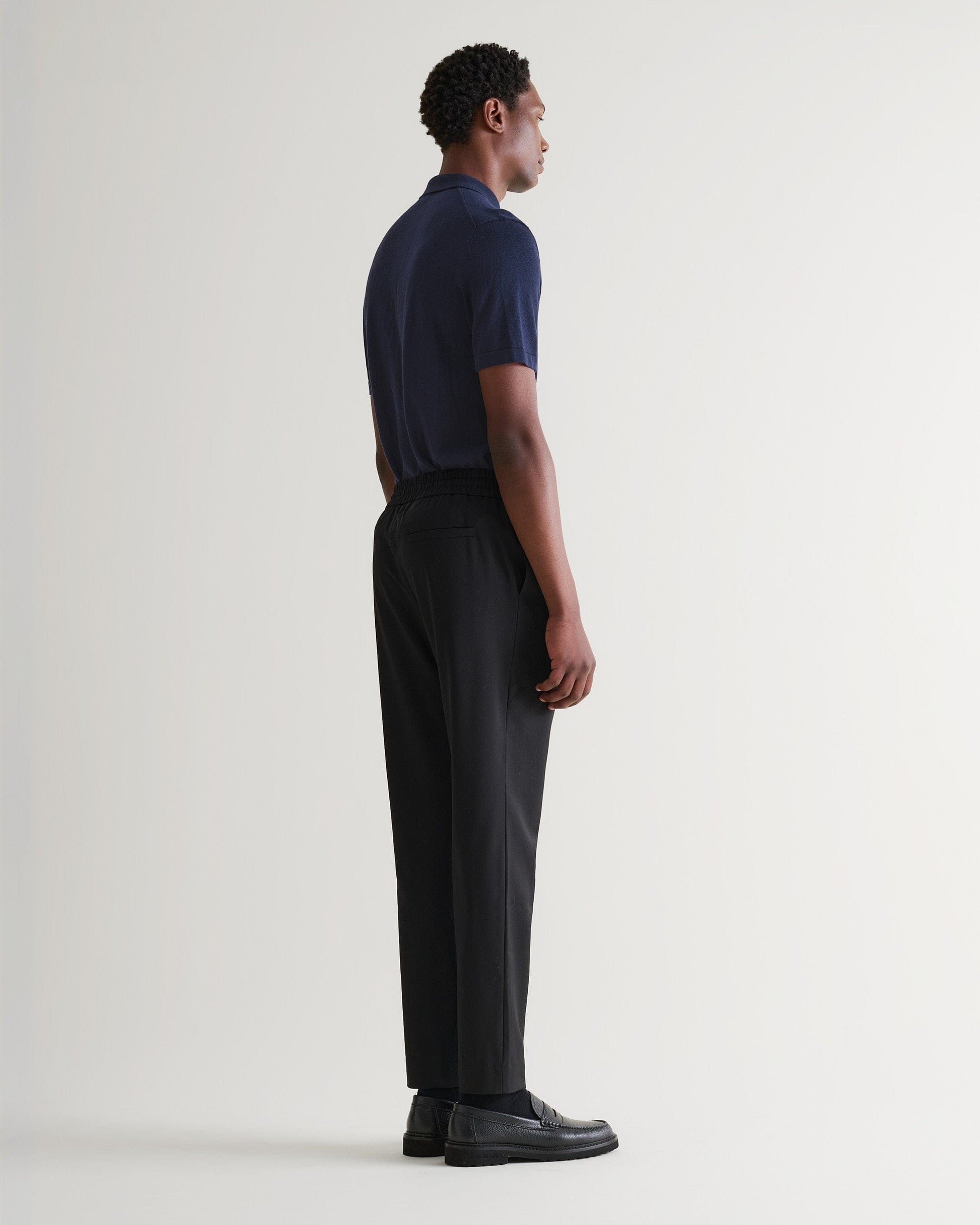 Men's Silk-Cotton Fine Knit Polo - Navy