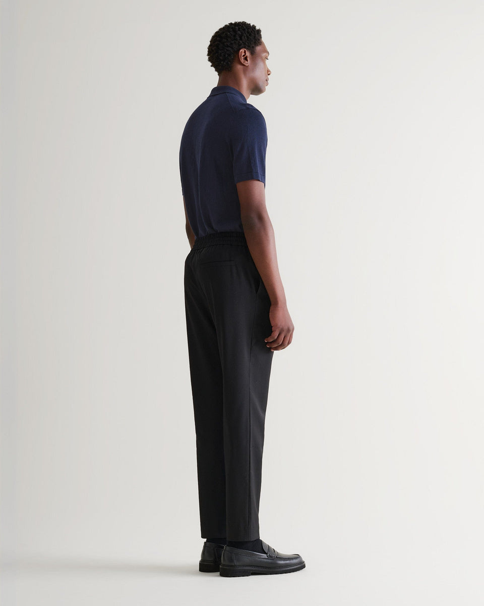 Men's Silk-Cotton Fine Knit Polo - Navy