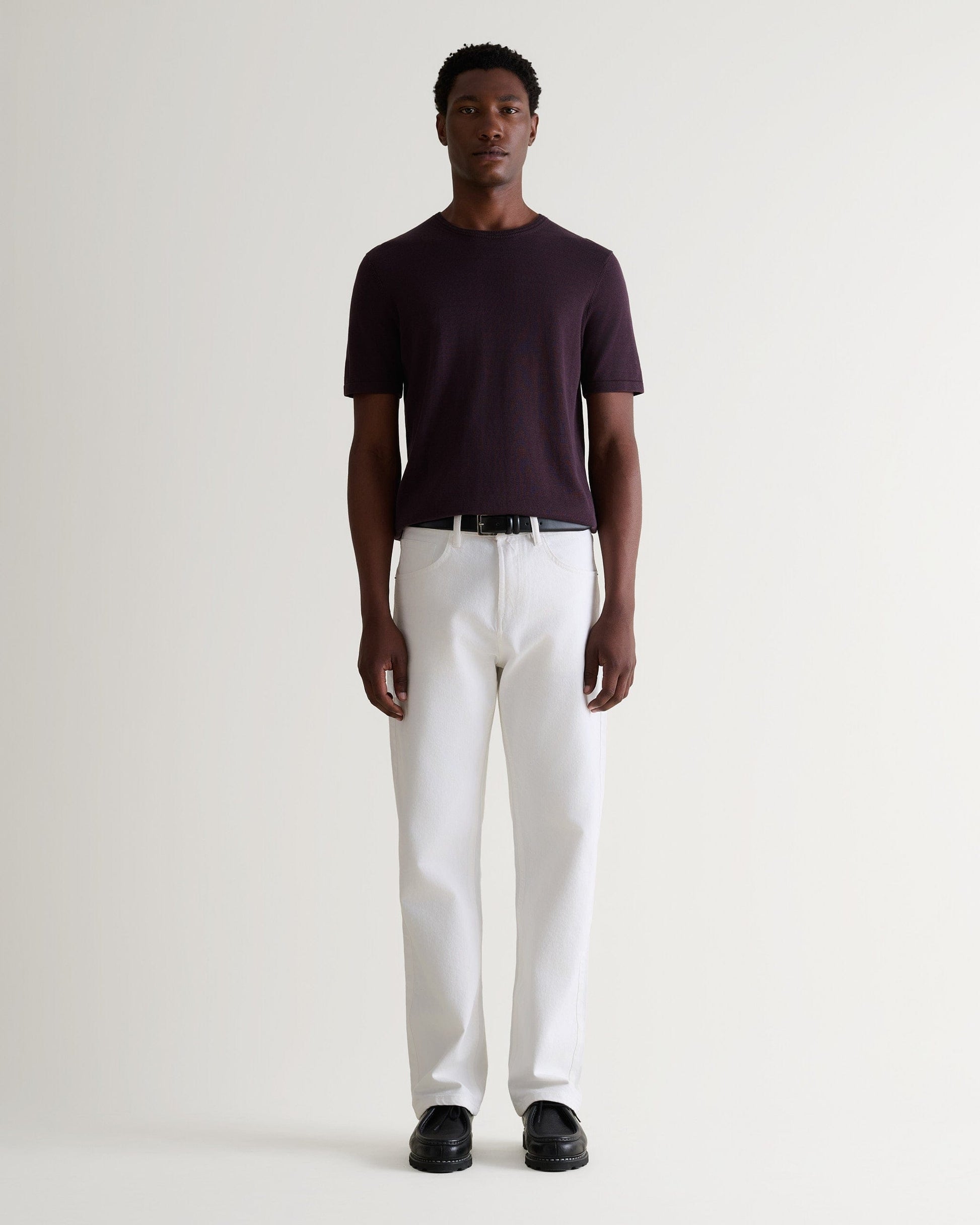 Men's Silk-Cotton Fine Knit T-shirt - Umber