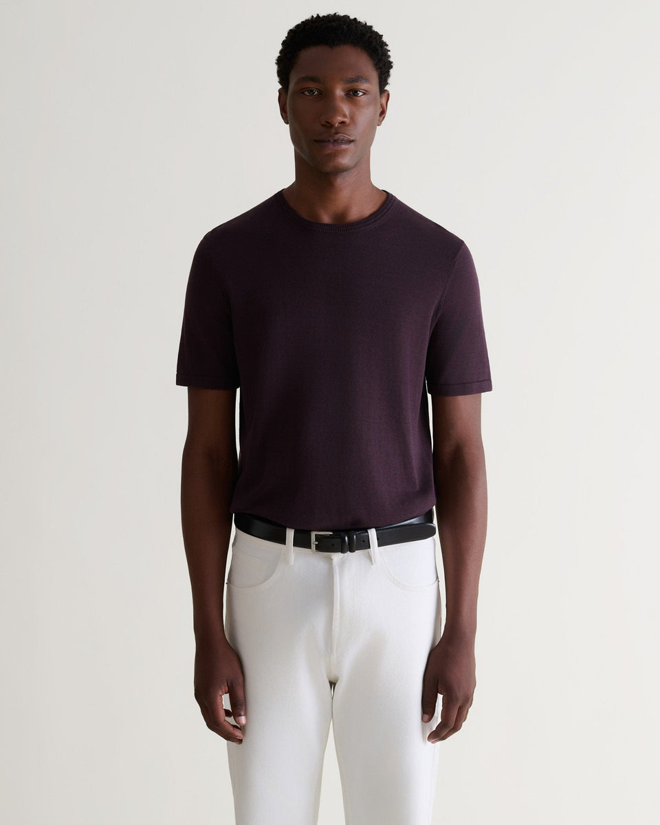 Men's Silk-Cotton Fine Knit T-shirt - Umber