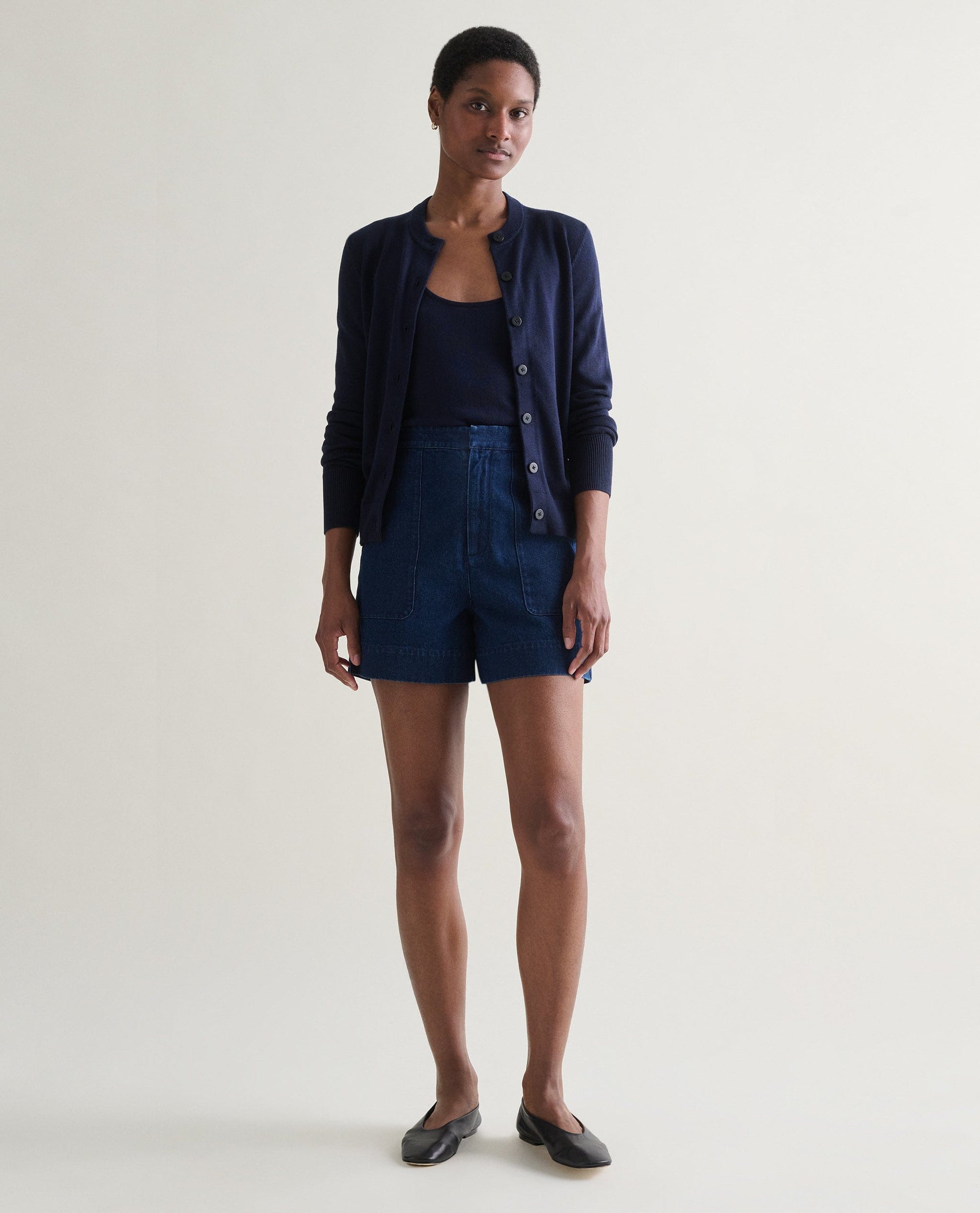 Women's Silk-Cotton Cardigan - Navy