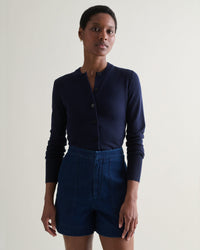 Silk-Cotton Cardigan - Navy