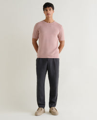 Men's Silk-Cotton Fine Knit T-shirt - Clay