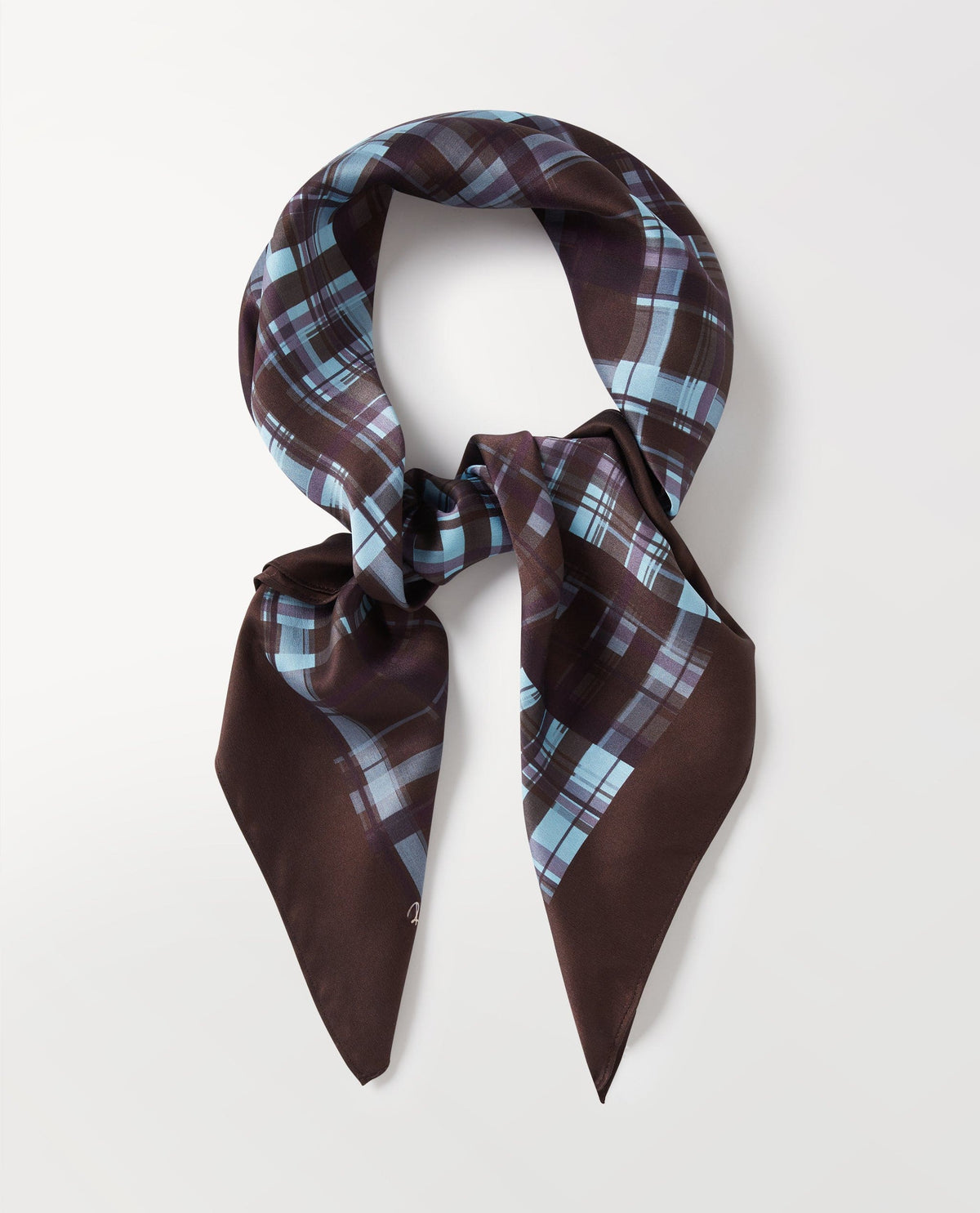 Silk Check Printed Scarf - Blue