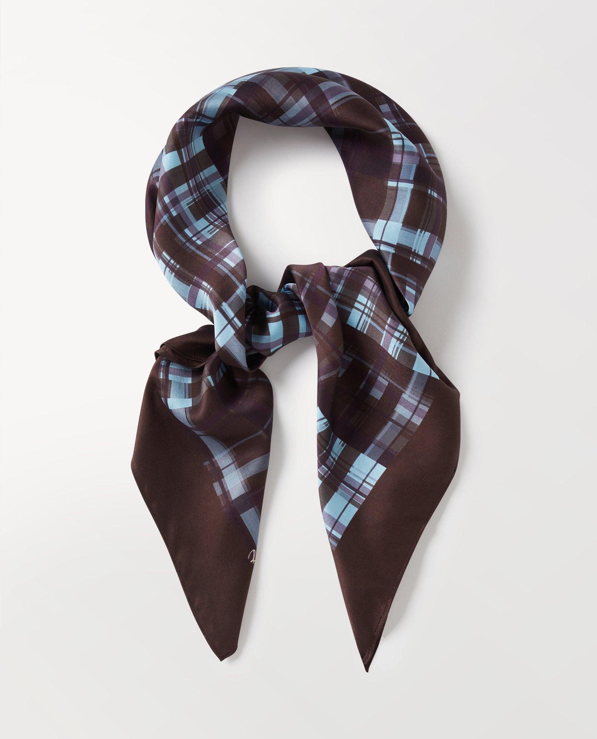 Silk Check Printed Scarf - Blue