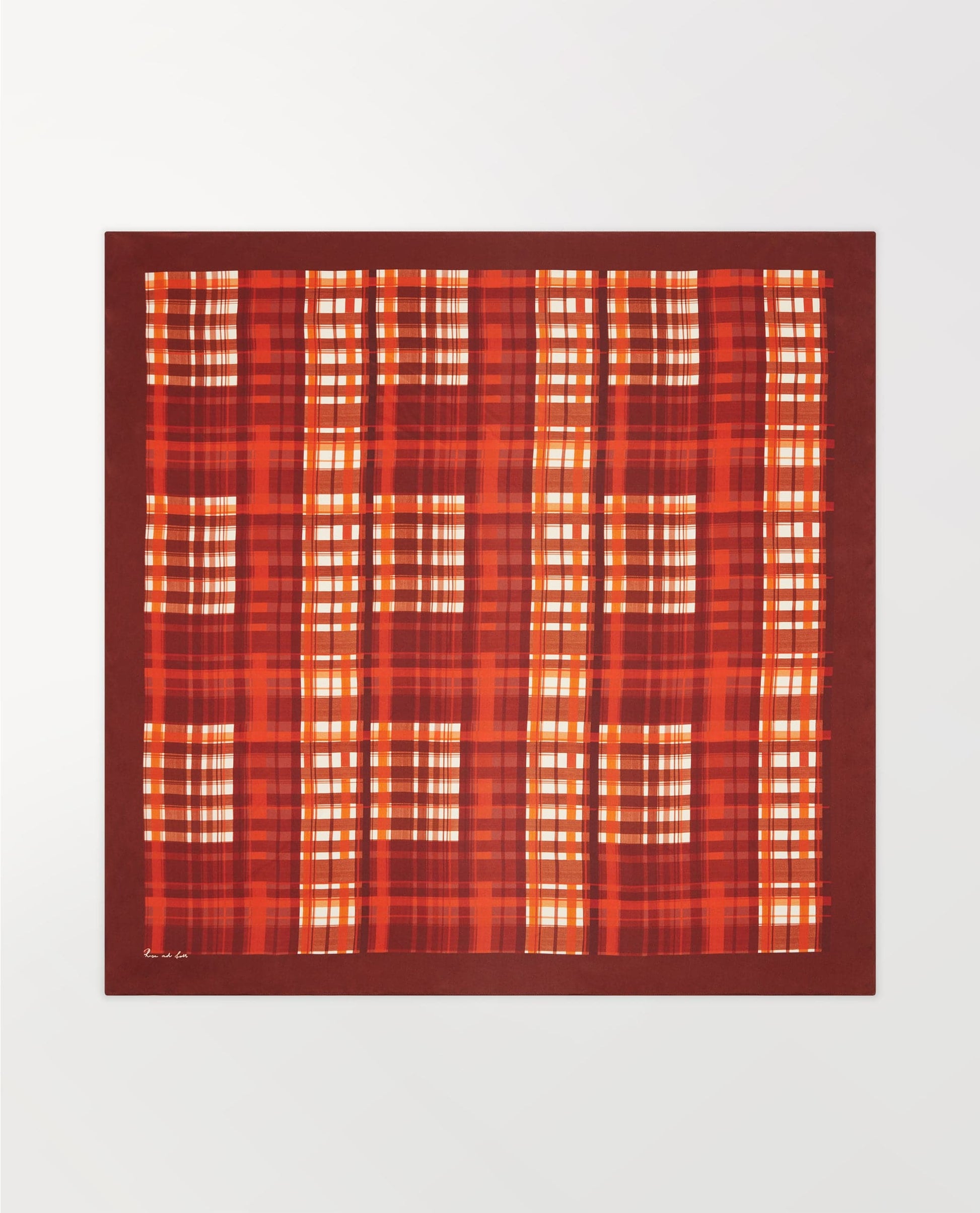 Silk Check Printed Scarf - Red