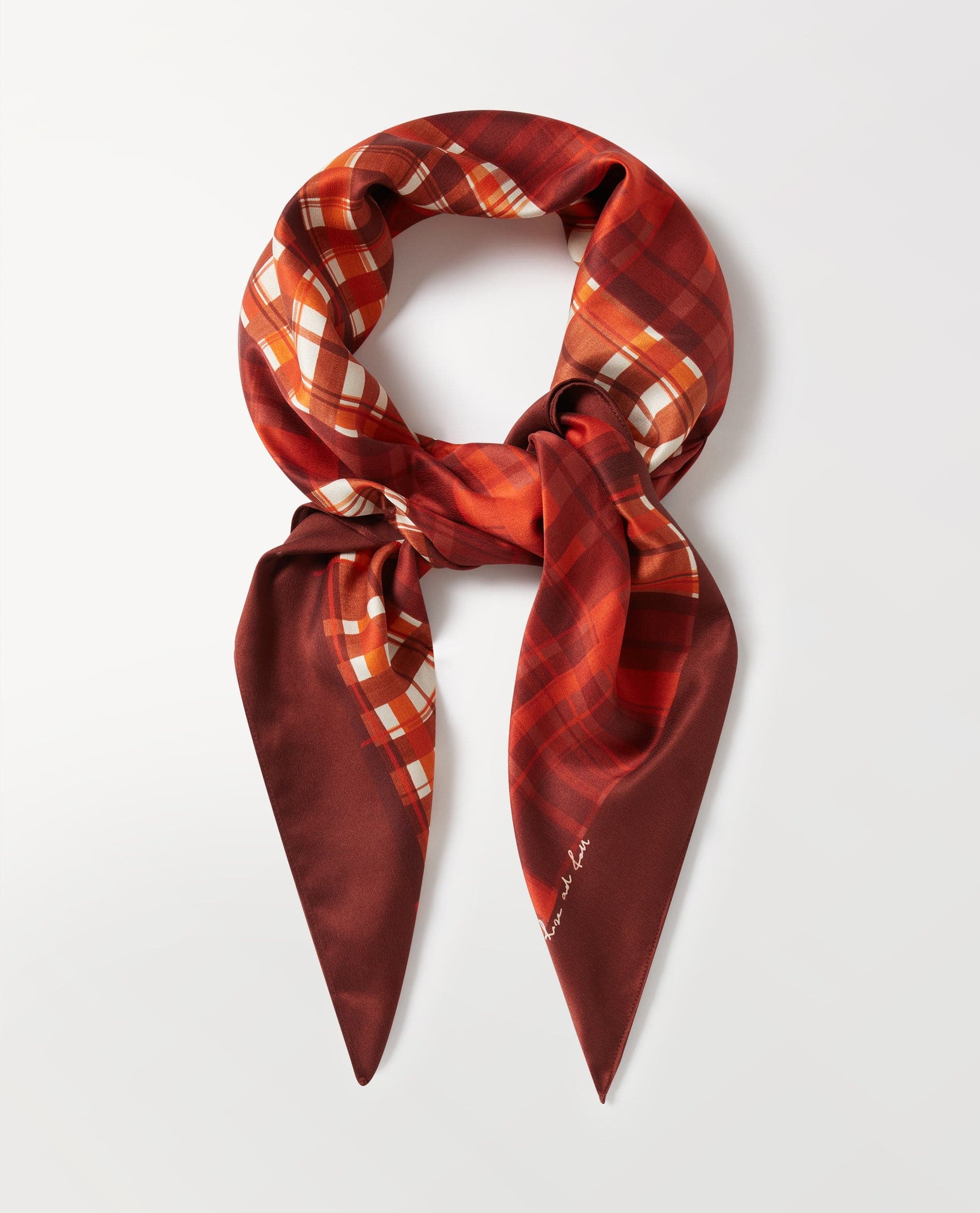 Silk Check Printed Scarf - Red