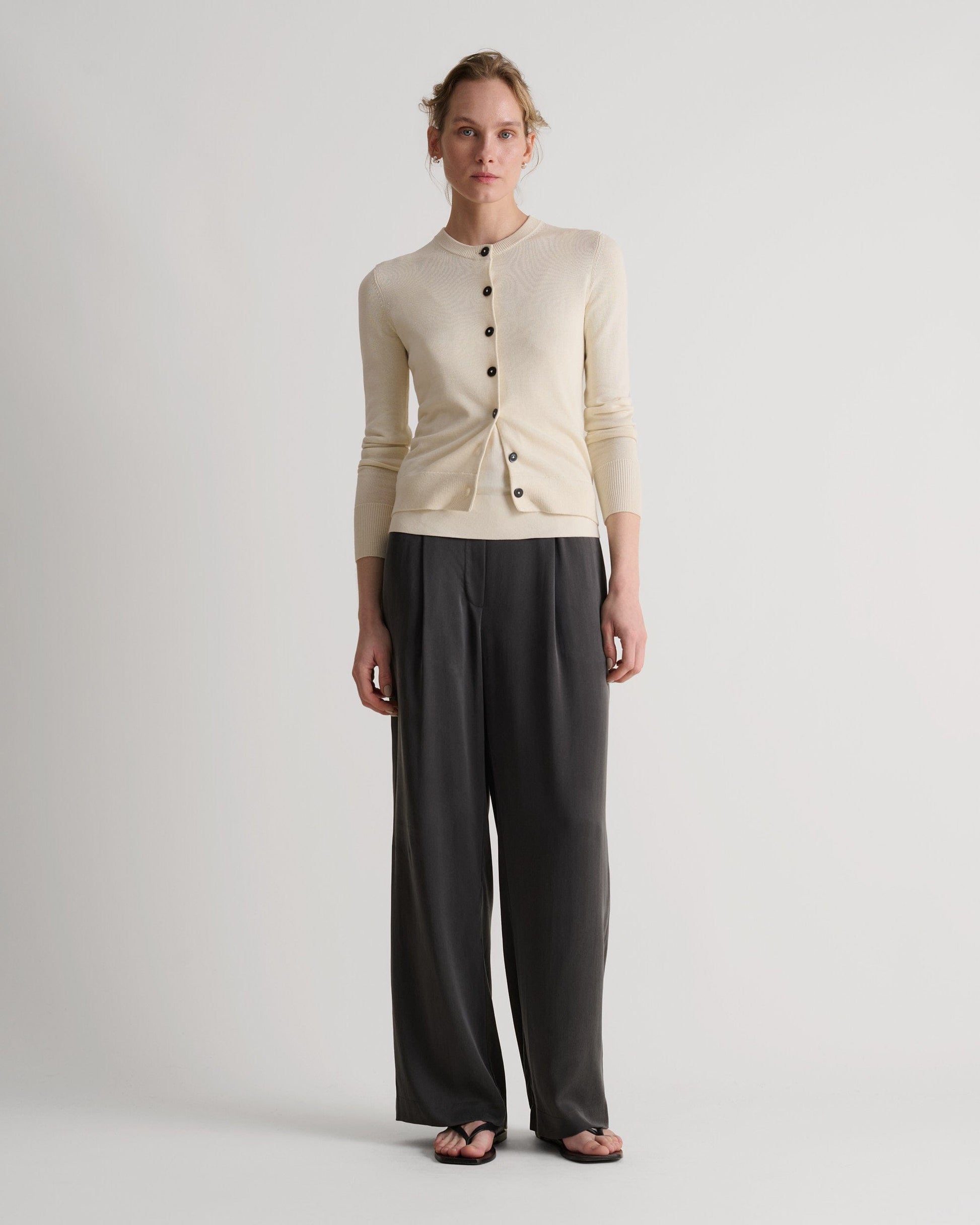 Women's Silk-Cotton Cardigan - Buttermilk