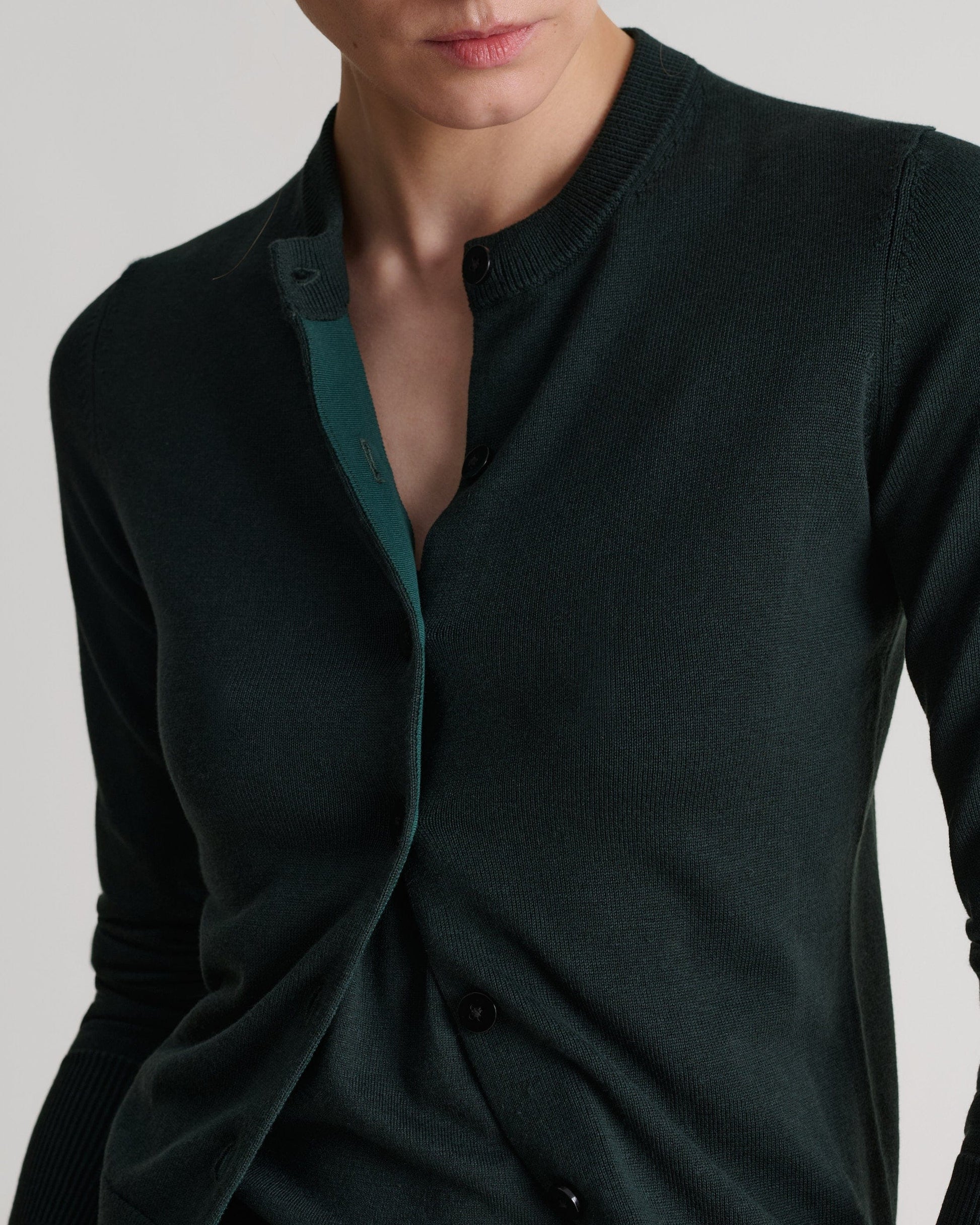 Women's Silk-Cotton Cardigan - Kelp