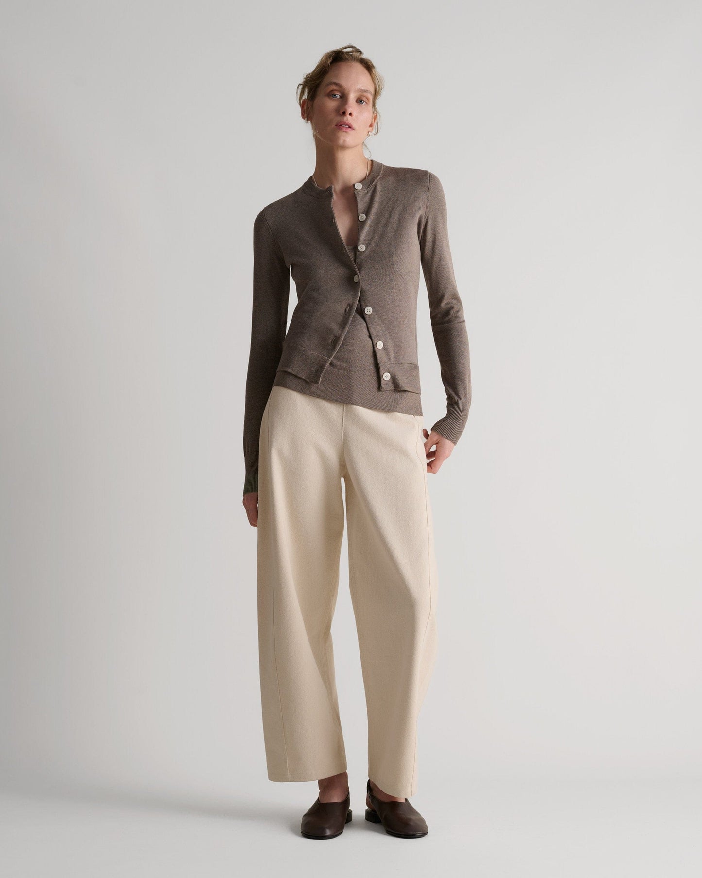 Women's Silk-Cotton Cardigan - Mole