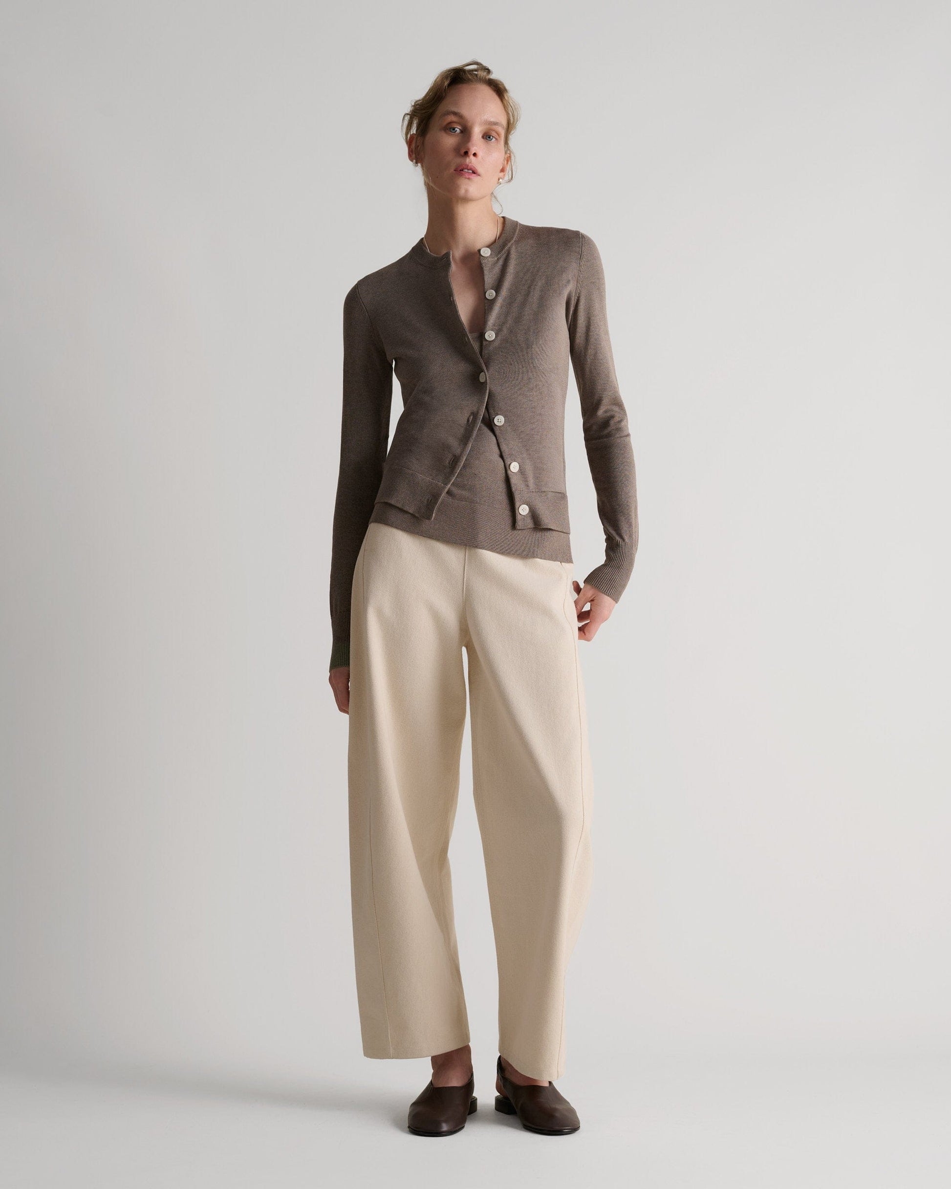 Women's Silk-Cotton Cardigan - Mole