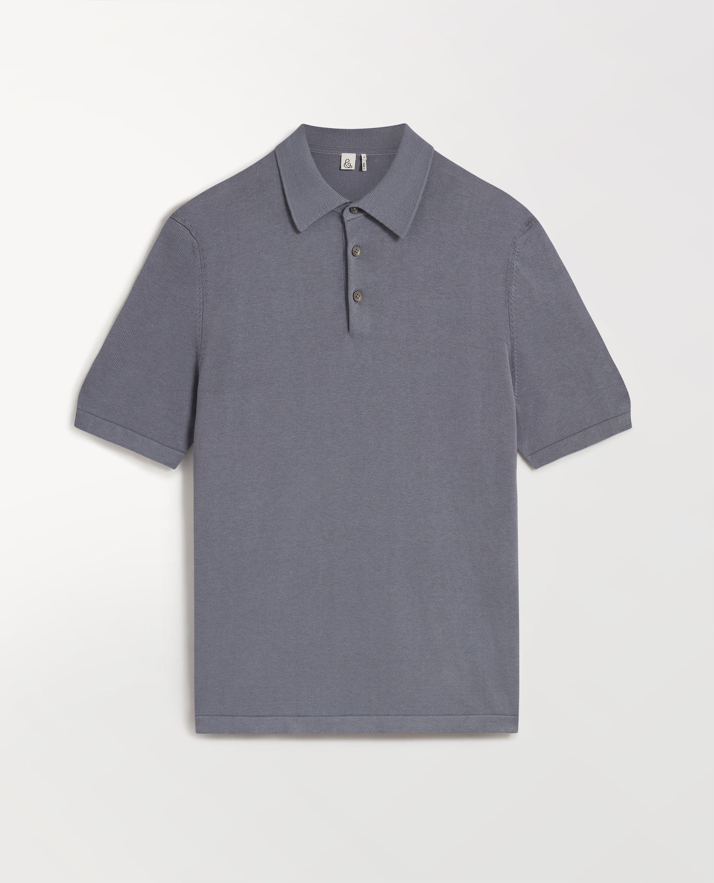 Men's Silk-Cotton Fine Knit Polo - Steel Blue