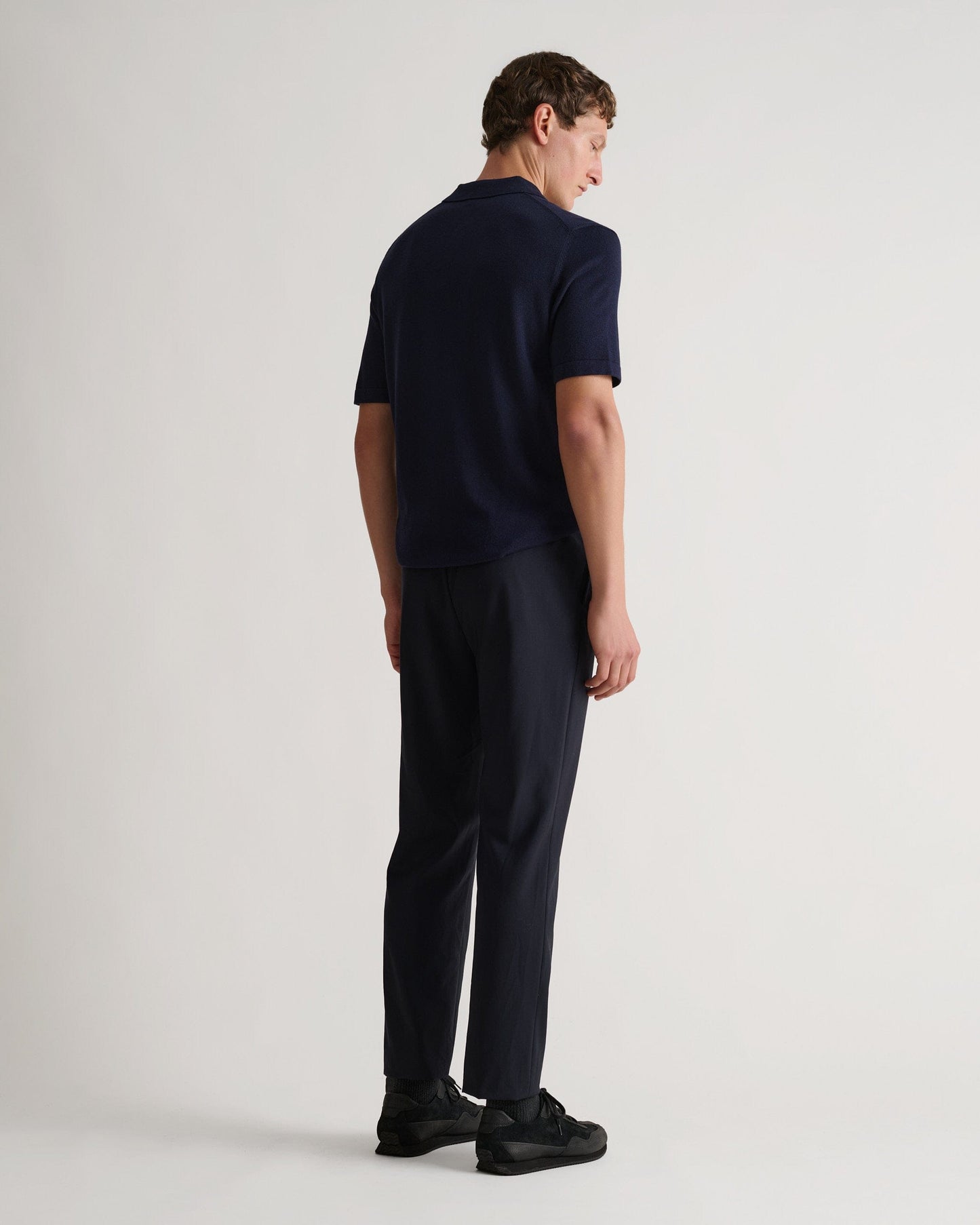 Men's Silk-Cotton Fine Knit Polo - Indigo