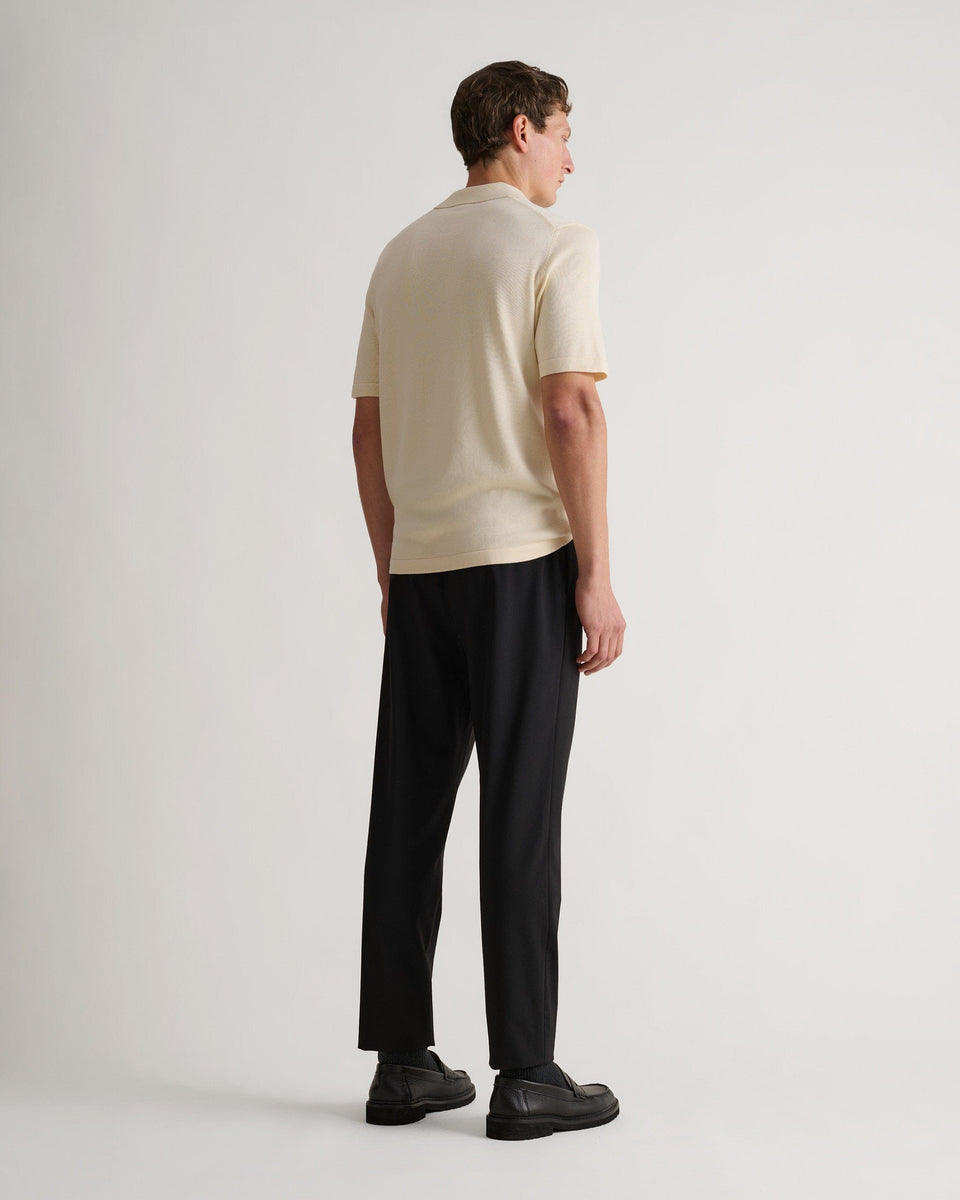 Men's Silk-Cotton Fine Knit Polo - Parchment