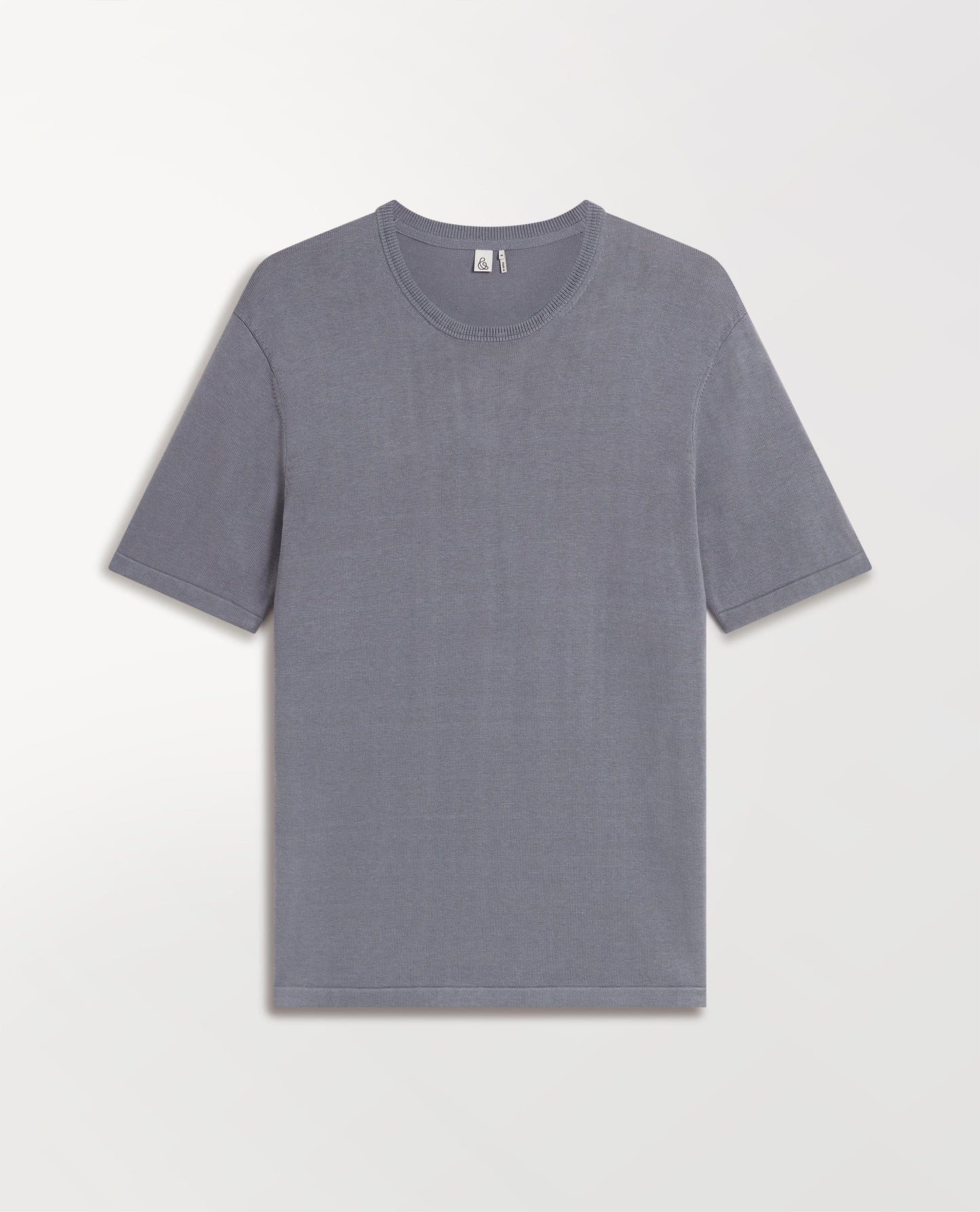 Men's Silk-Cotton Fine Knit T-shirt - Steel Blue