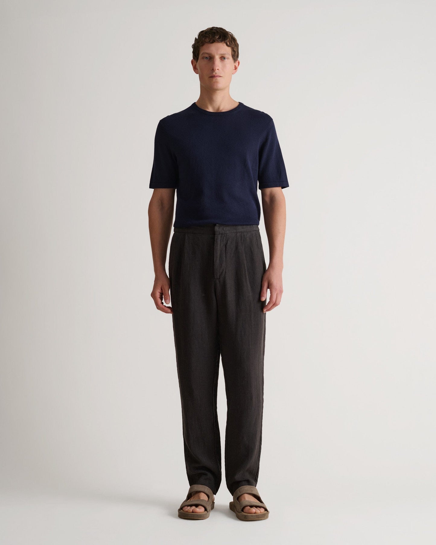 Men's Silk-Cotton Fine Knit T-shirt - Indigo