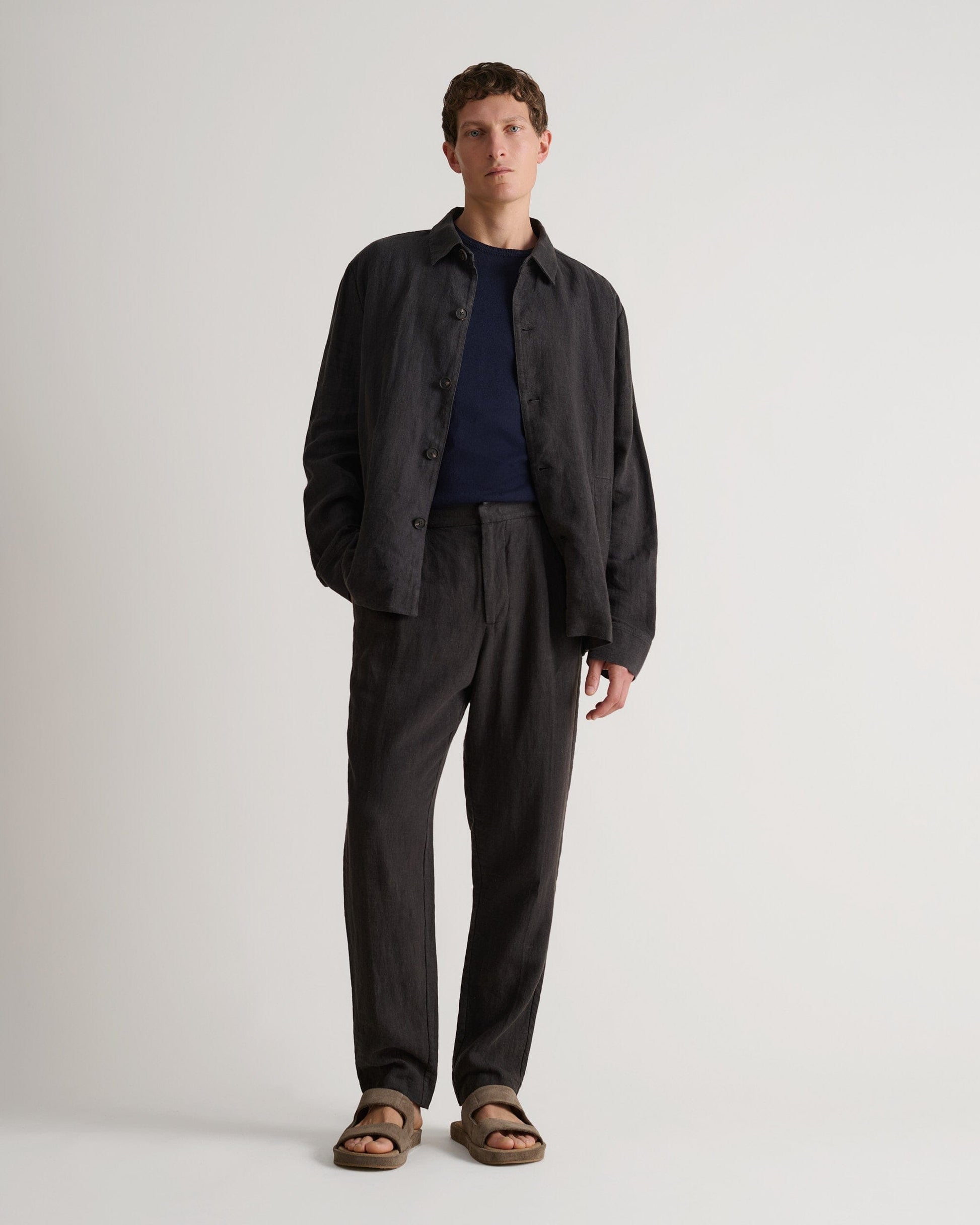 Men's Silk-Cotton Fine Knit T-shirt - Indigo