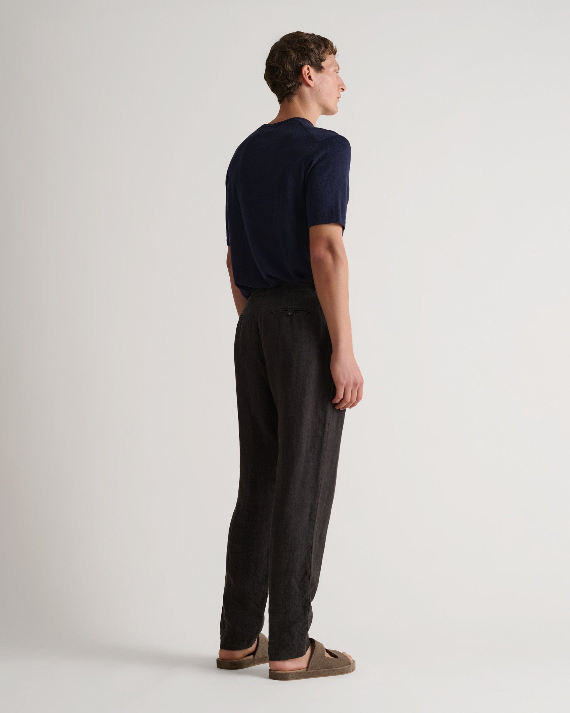 Men's Silk-Cotton Fine Knit T-shirt - Indigo