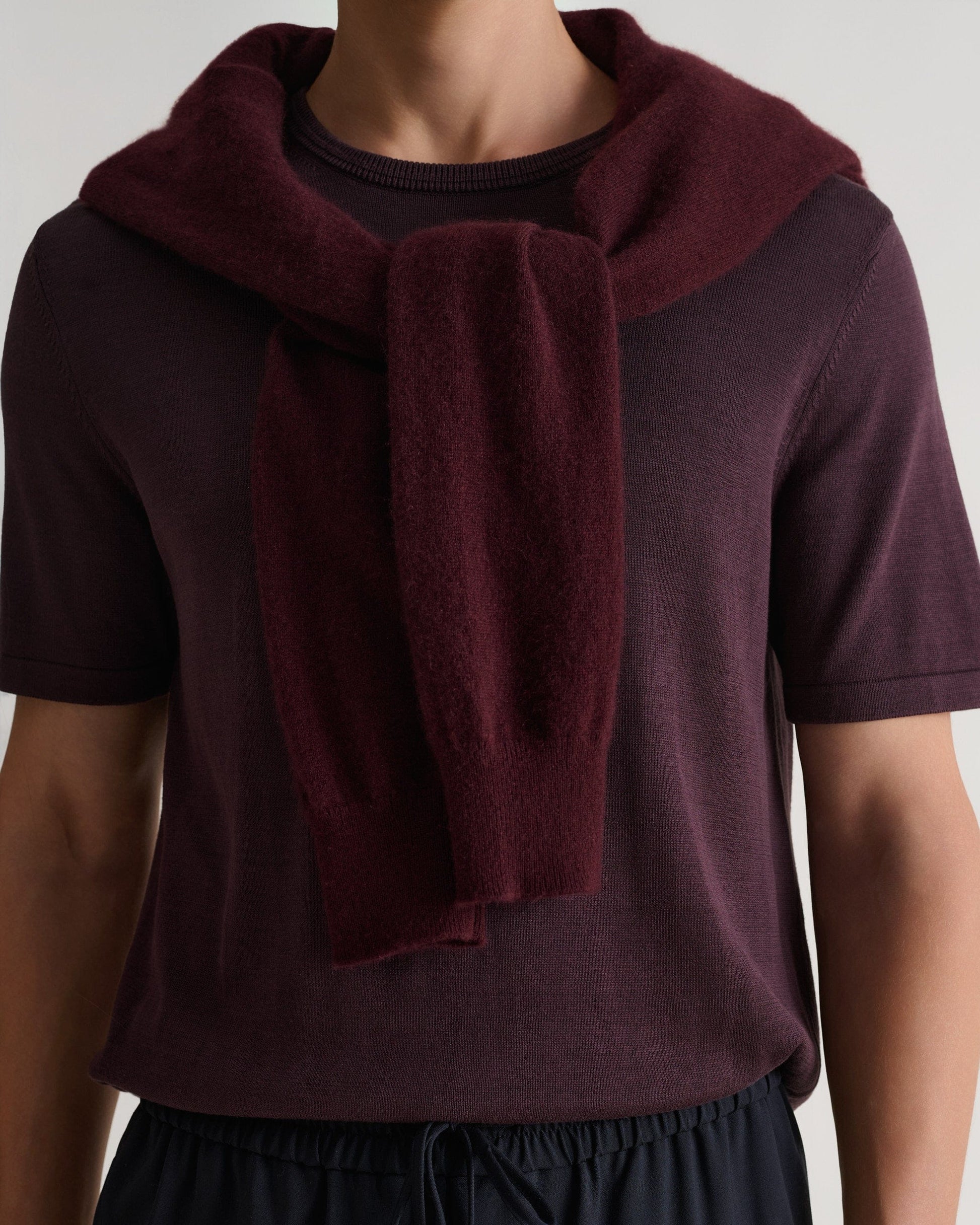 Men's Silk-Cotton Fine Knit T-shirt - Umber