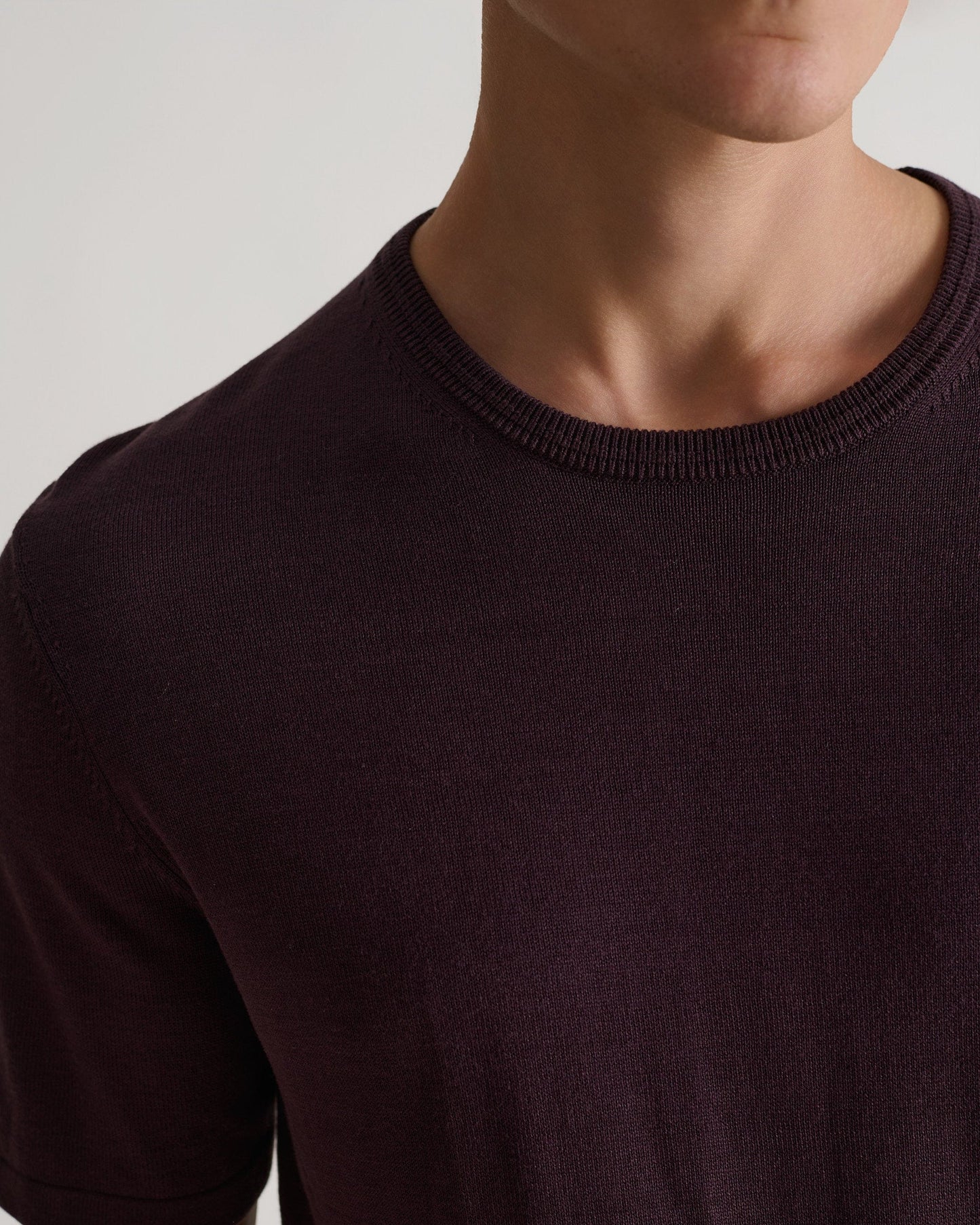 Men's Silk-Cotton Fine Knit T-shirt - Umber